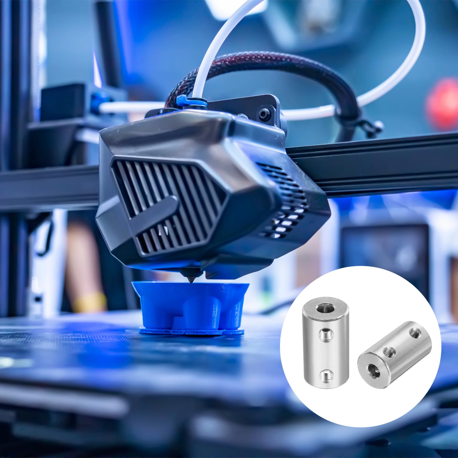 QUARKZMAN 2Stk Wellen Kupplung 6.35mm auf 8mm Aluminium Einzel Geteilte Klemm Kupplung Schrittmotor Rad Kupplung Gelenk Verbinder für Selbstbau Modell 3D Drucker