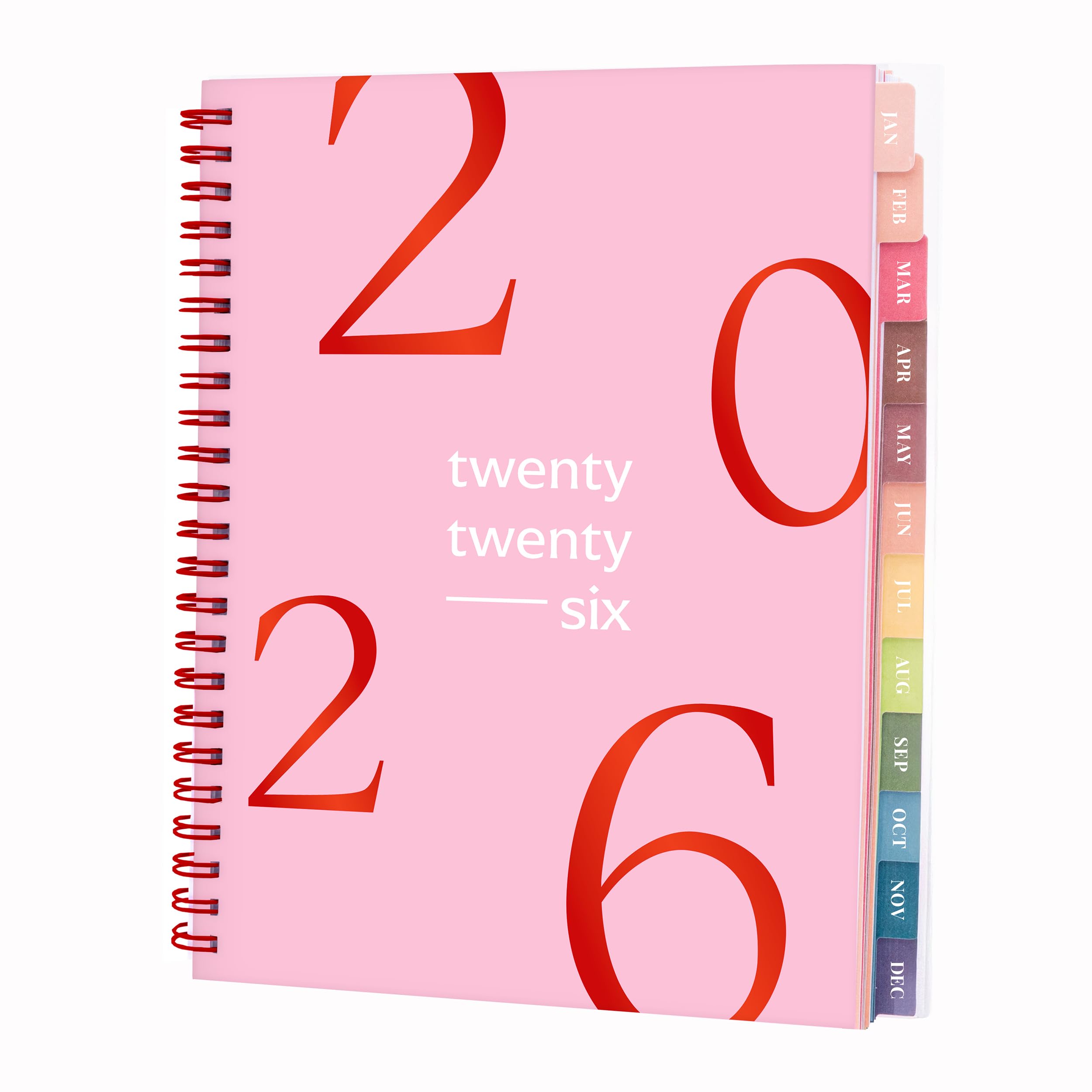 Rileys & Co 2026 pływający planer tygodniowy, tygodniowy i miesięczny, elastyczna okładka, strony na notatki, wiązanie podwójne, 20 x 15 cm, różowy, francuski