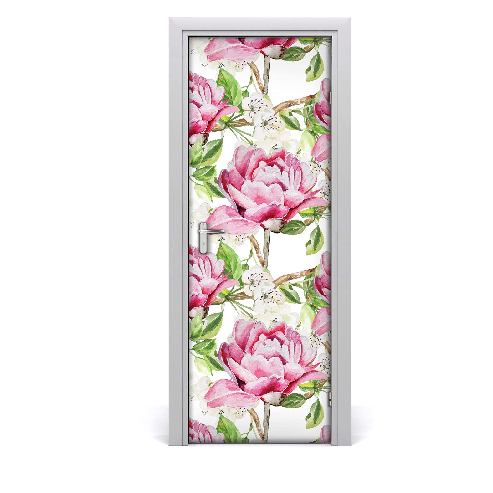 Sticker de porte imperméable pivoines papier peint mural 70x200