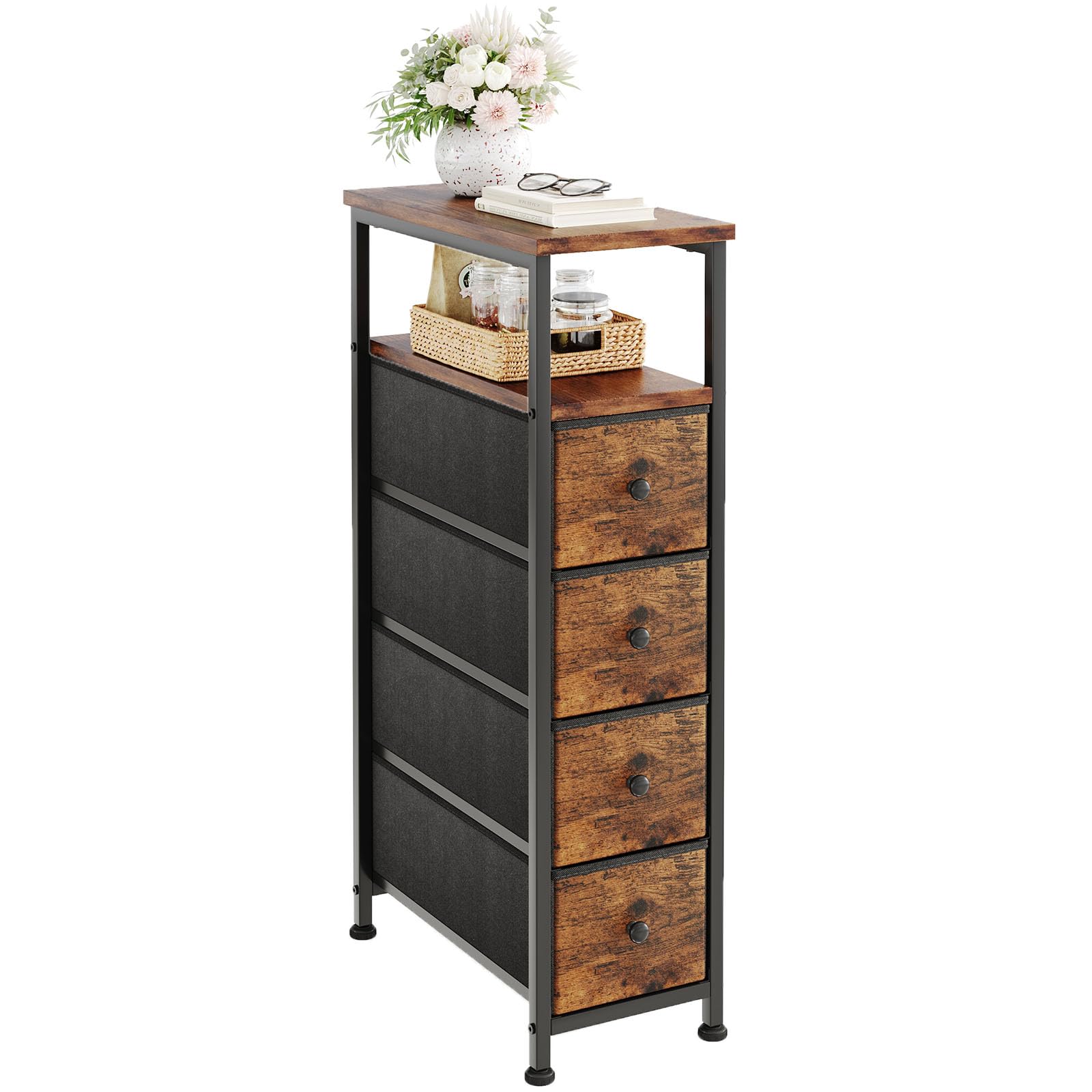CAIYUN Narrow Dresser Chest of Drawers, Large 4 Drawers Dresser