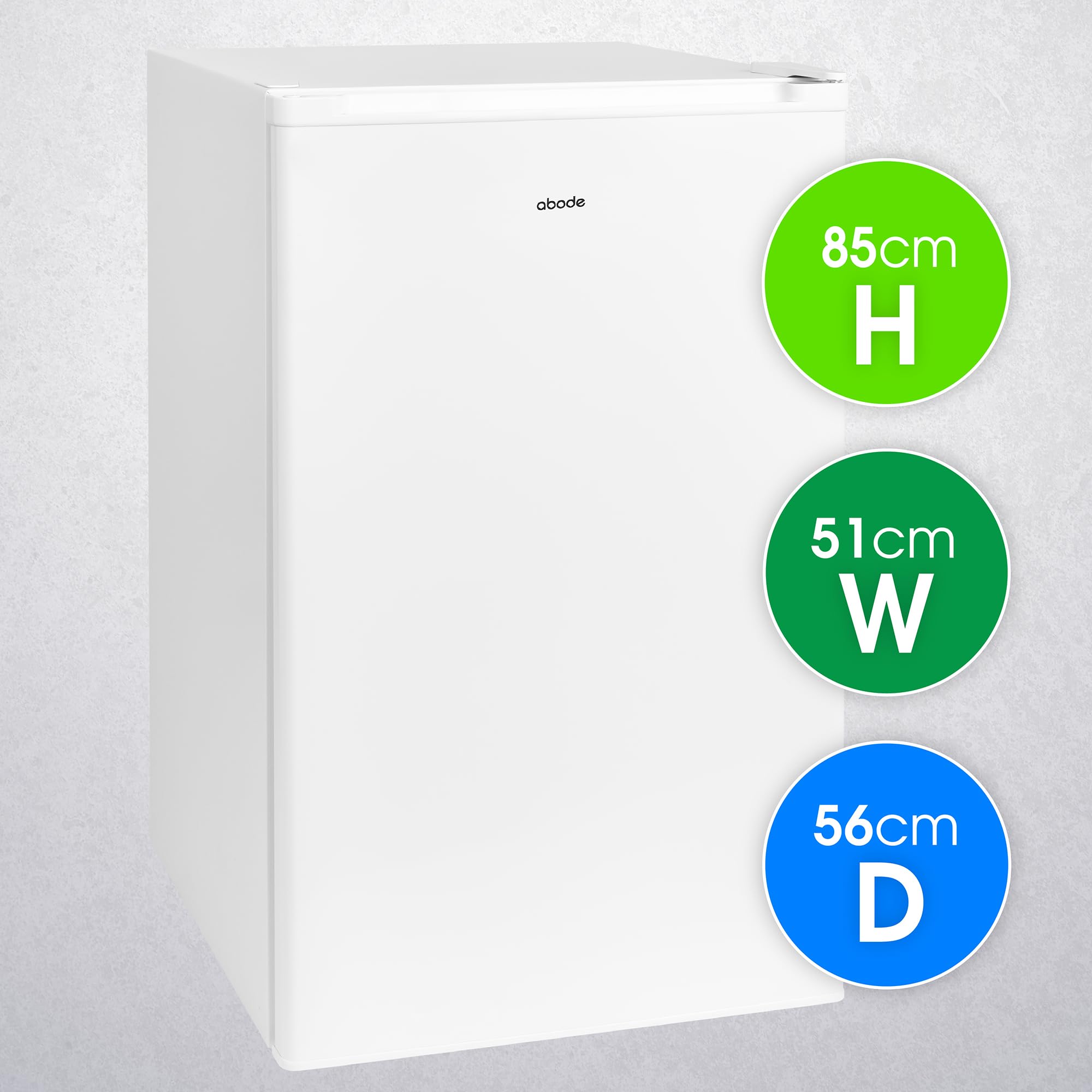 Abode Under Counter Fridge 50cm Wide Freestanding White 114 Litre Removeable Glass Shelves & Drawer, Adjustable Feet & Reversible Door A85UCLF504E1W (New 2025 Model, White) - 3