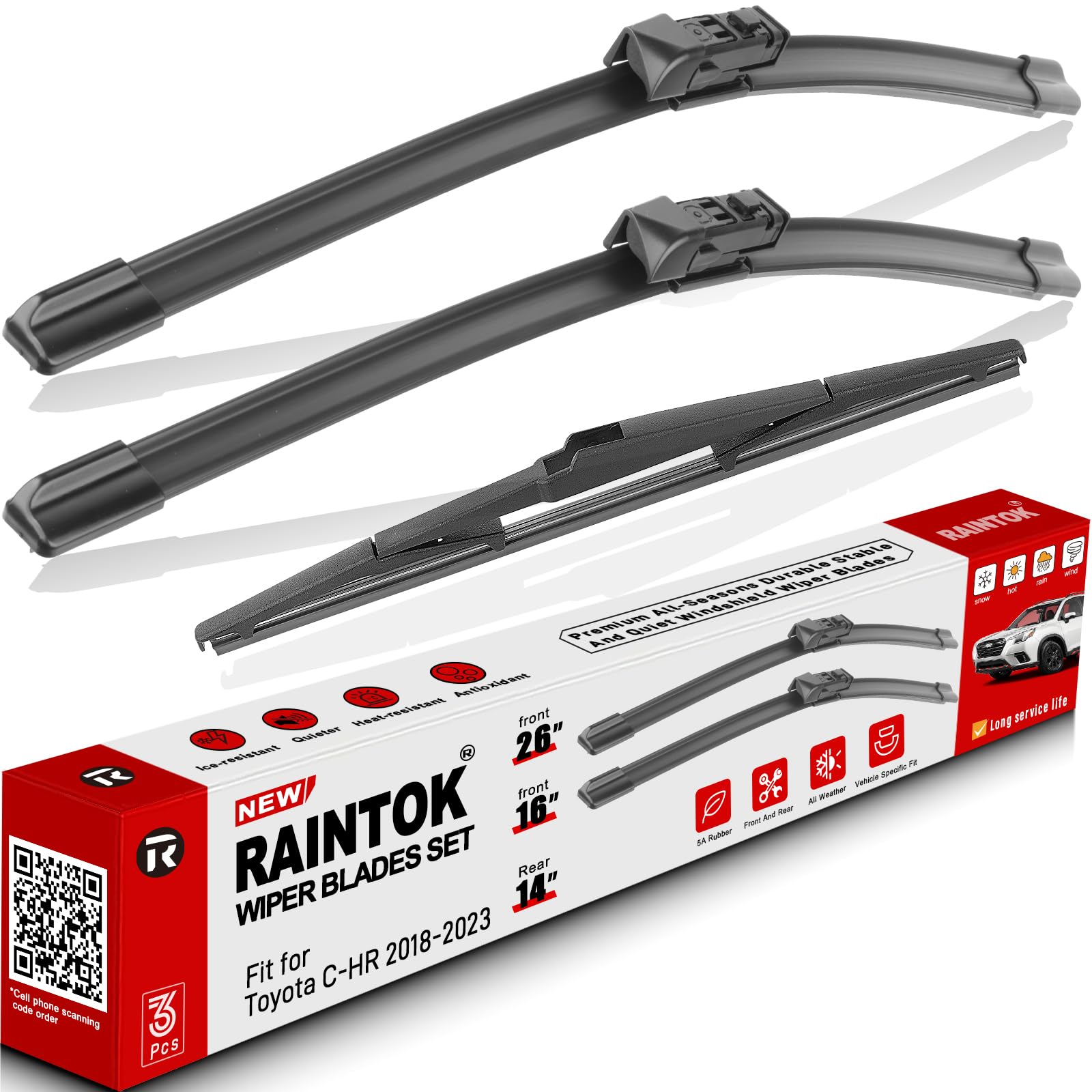 3 Pack Windshield Wiper Blades Replacement for Toyota CHR C-HR 2018-2023