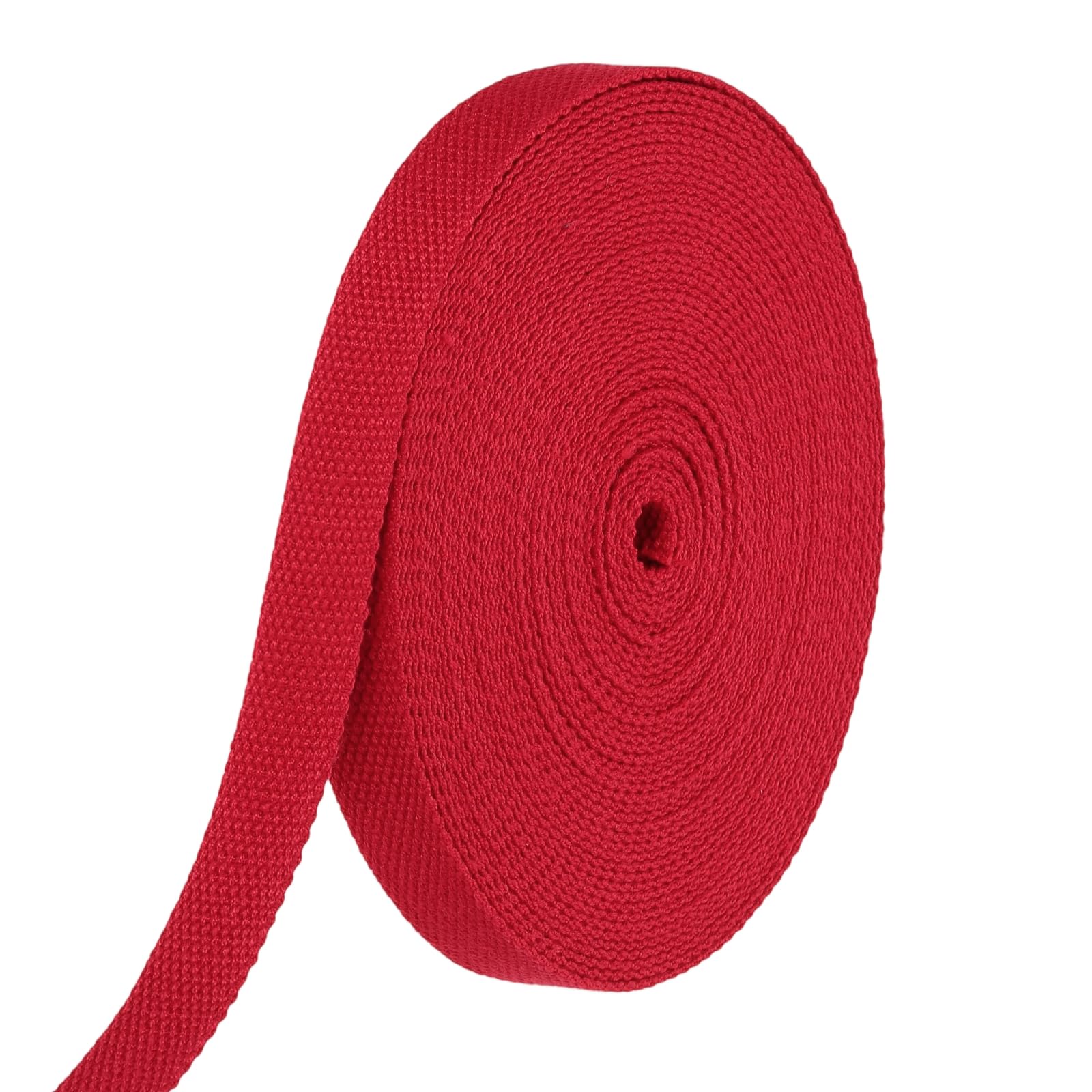 sourcing map Cotton Webbing 20mm x 10m (W x L) Polyester Cotton Weave Webbing Strap Twill Tape Ribbon for Art and Crafts Webbing Tote Bag Handles Cloth Belt Making Outdoor Supplies, Red
