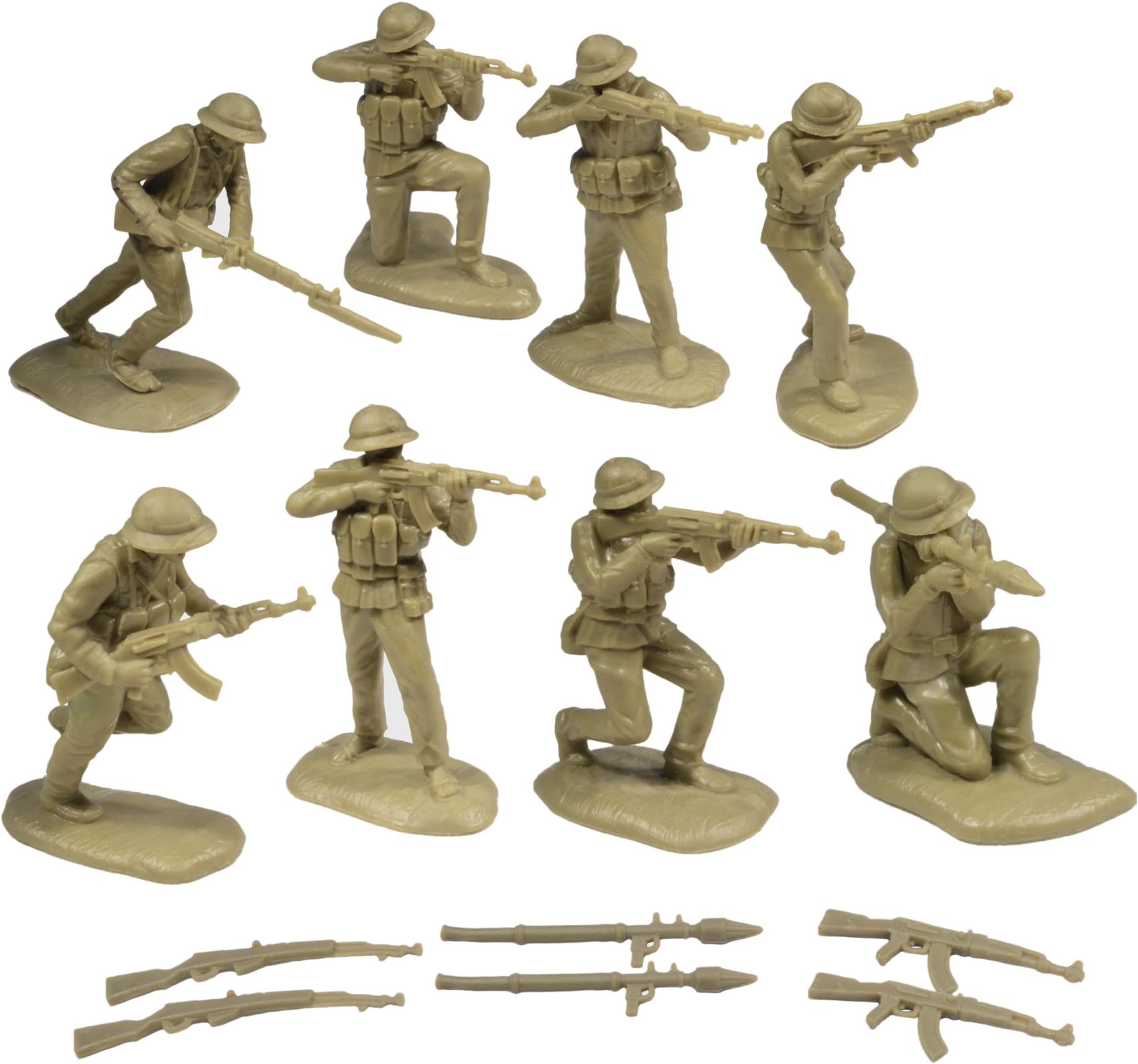 TSSD Vietnam NORTH VIETNAMESE ARMY: 16 Khaki 1:32 Plastic Army Men Figures by Toy Soldiers of San Diego