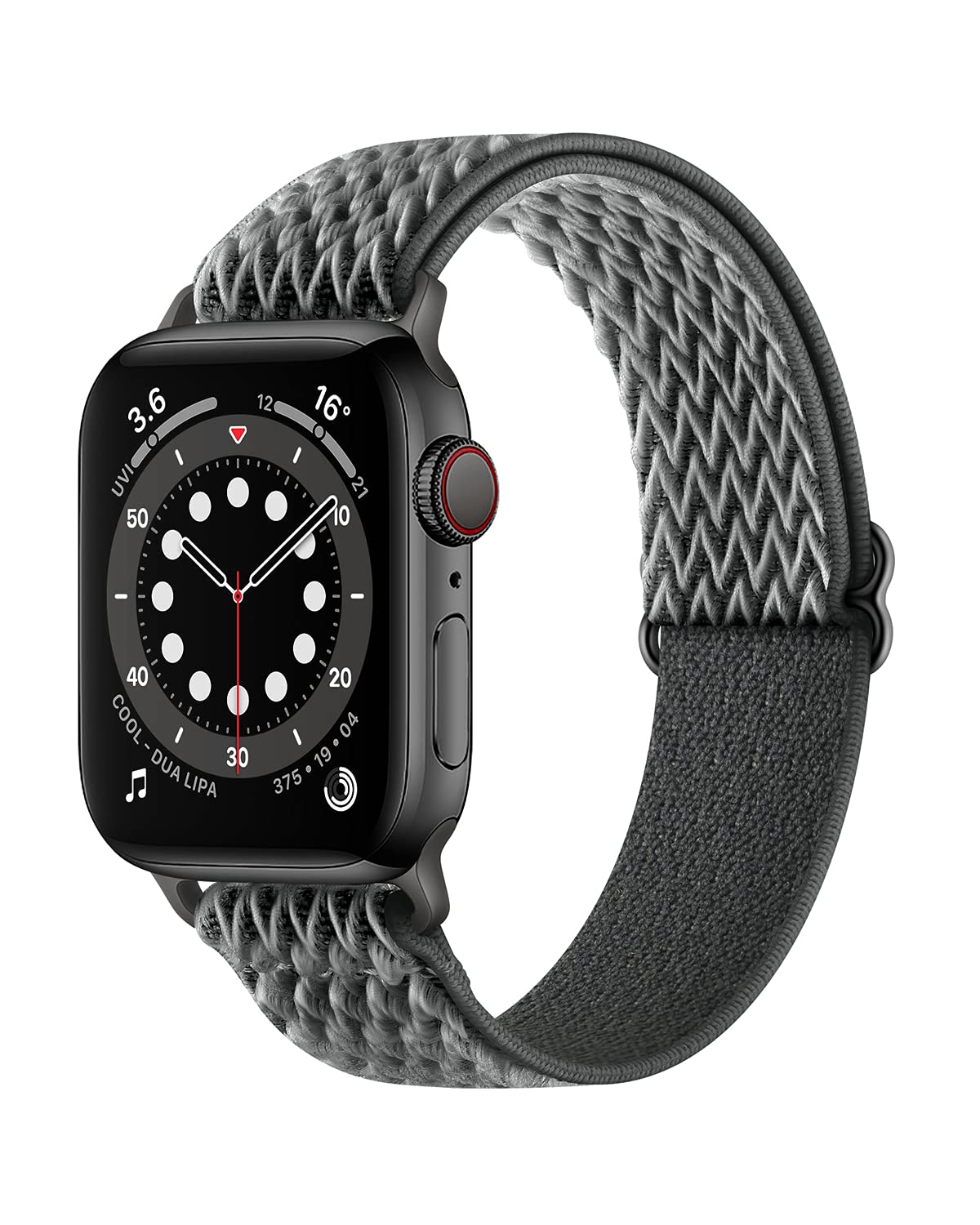Photo 1 of TWO - Stretchy Nylon Solo Loop Bands Compatible with Apple Watch 44mm 40mm 42mm 38mm, Adjustable Stretch Braided Sport Elastics Women Men Strap for iWatch Series 6/5/4/3/2/1 SE Storm Grey 42/44MM