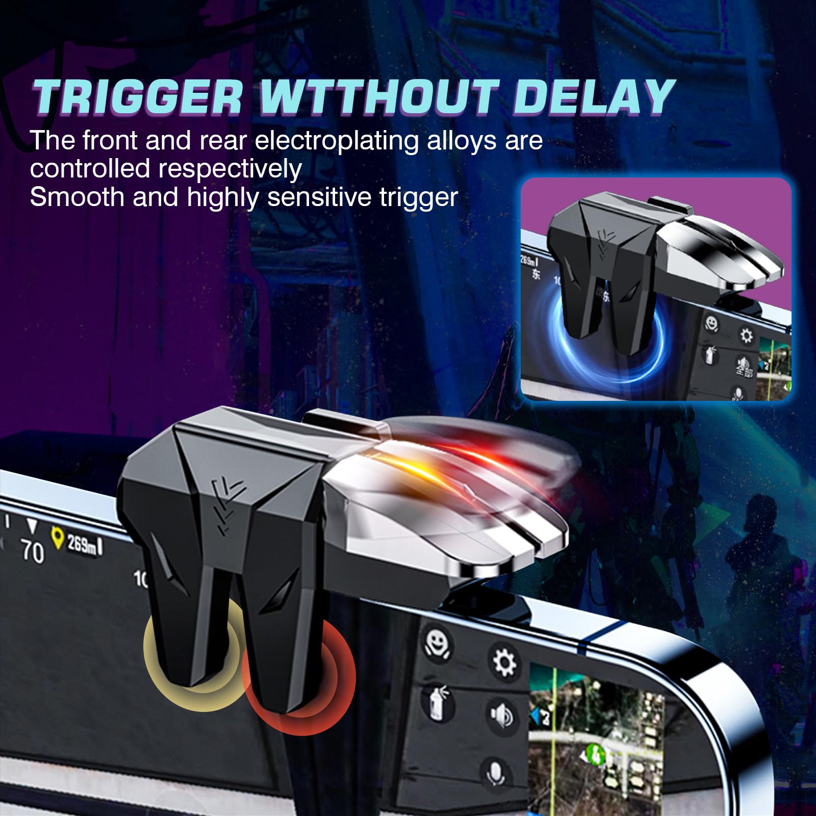 EasEasy PUBG Game Trigger - 6 Finger Mobile Phone Controller For Shooting Games