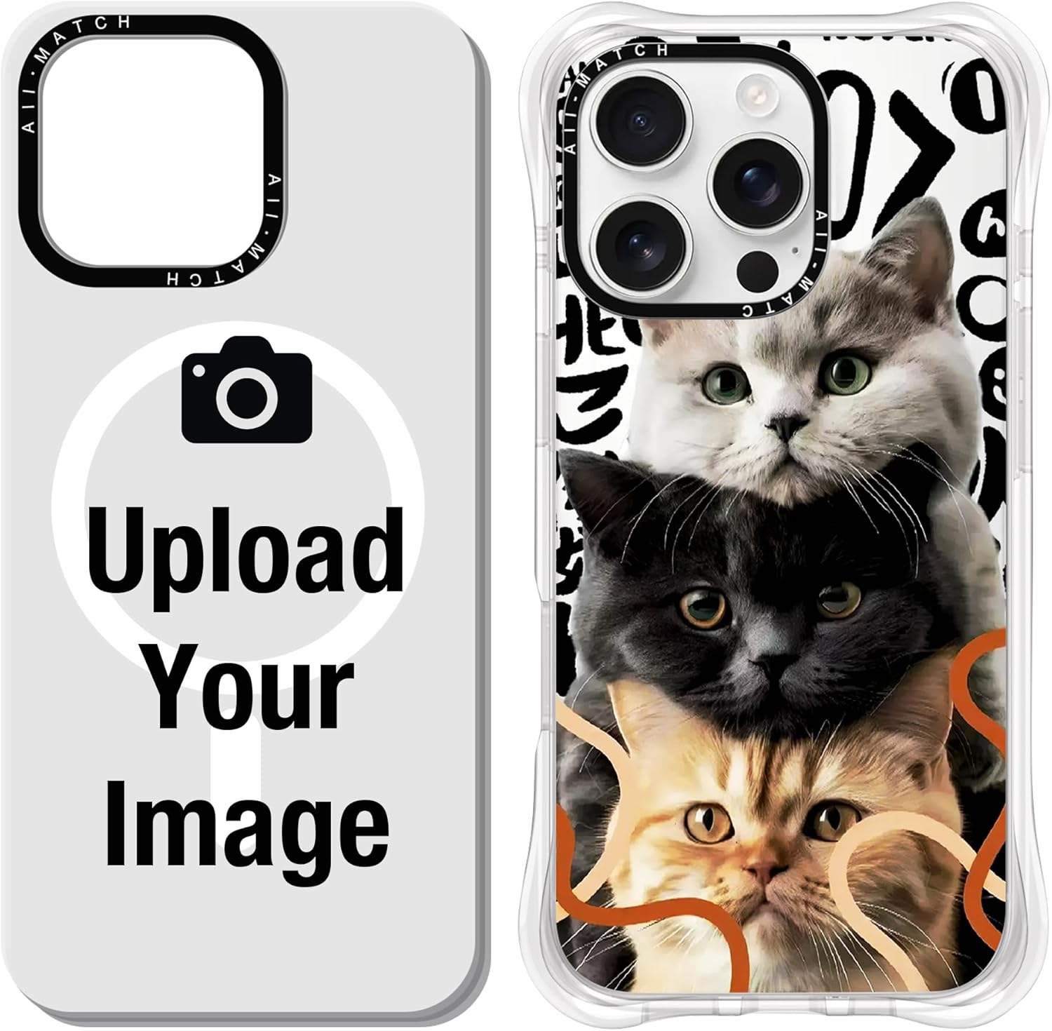 Custom DIY Magnetic Phone Case for iPhone 16 Pro 6.3" – Transparent Military-Grade Shockproof Back Cover – Personalized Photo/Text Design, Gifts for Family – Clear Protective Case – White