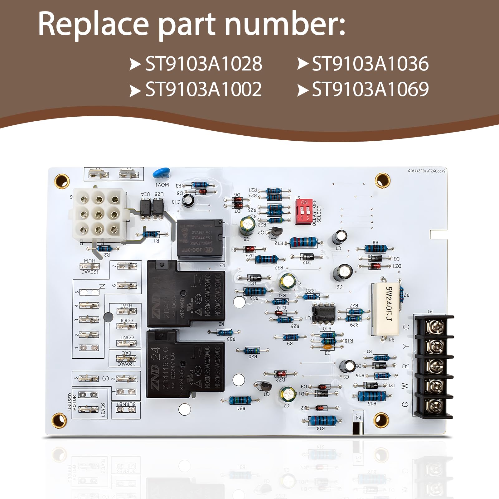 Generic ST9103A1002 Oil Burner Primary Control Board - Replaces ST9103A1028, ST9103A1036, ST9103A1069 - HVAC Controller - Control Board