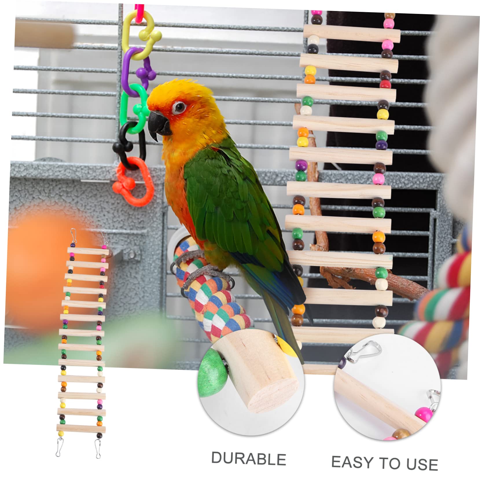 Levemolo Climbing Ladder Toy for Hamster Bird Parrot Pet Play Mini Ladder with Bite Beads Safe and Engaging