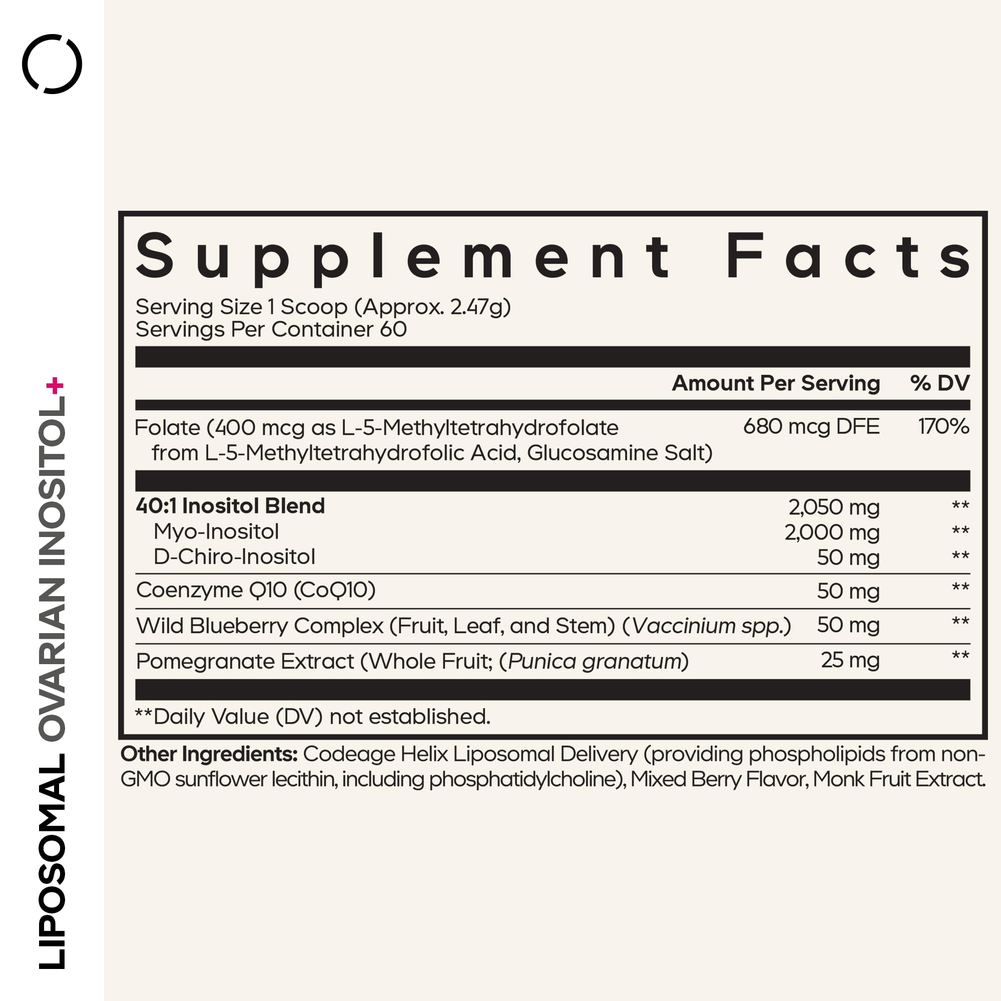 Codeage Liposomal Inositol Powder, Myo & D-Chiro 40:1, Folate, Berry, 5 Oz — Amazon image 2