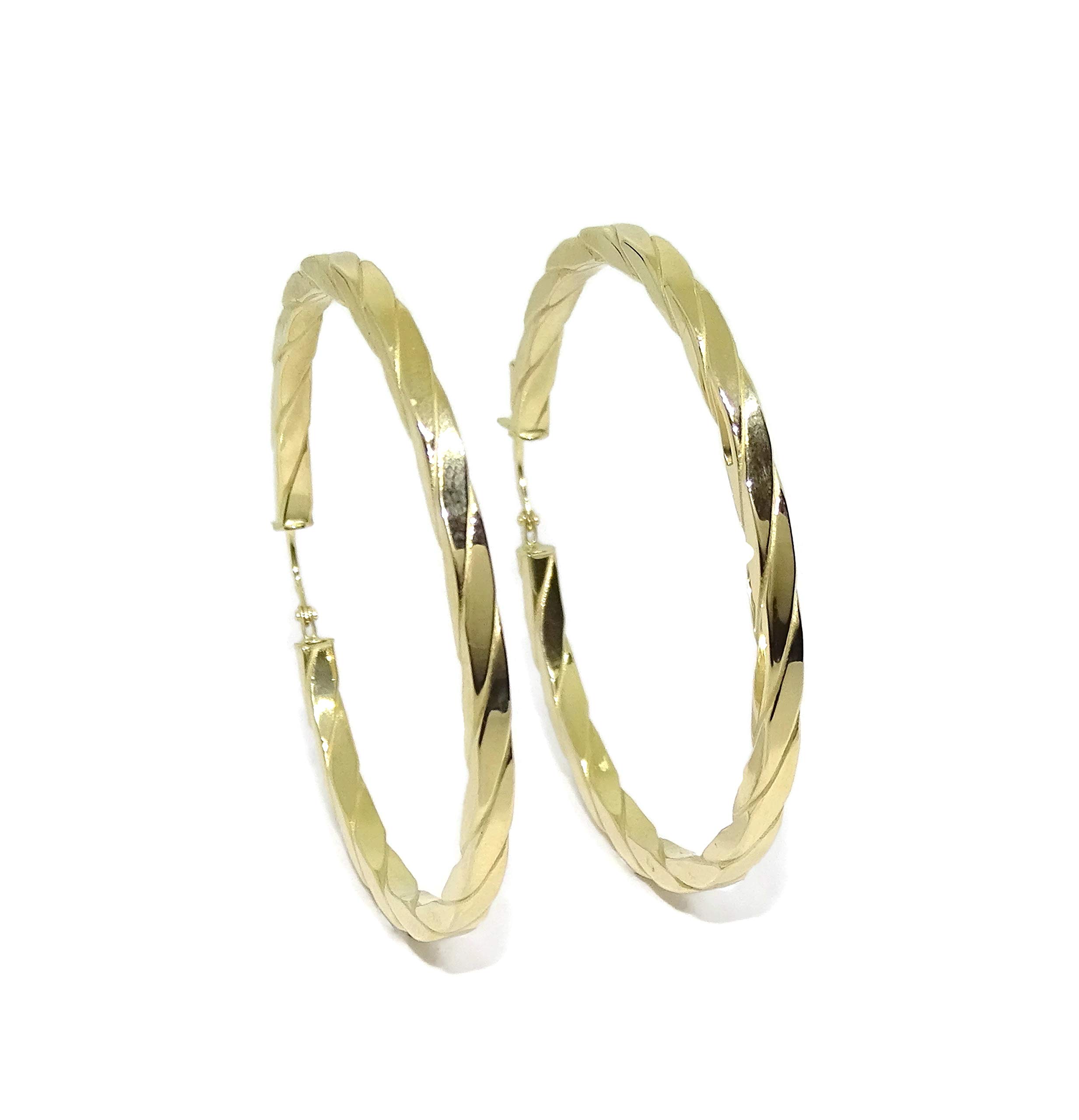 Boucles D'oreilles Longues Or Jaune 18 Carats - Saphir Bleu Et Blanc - Fermoir Sécurité