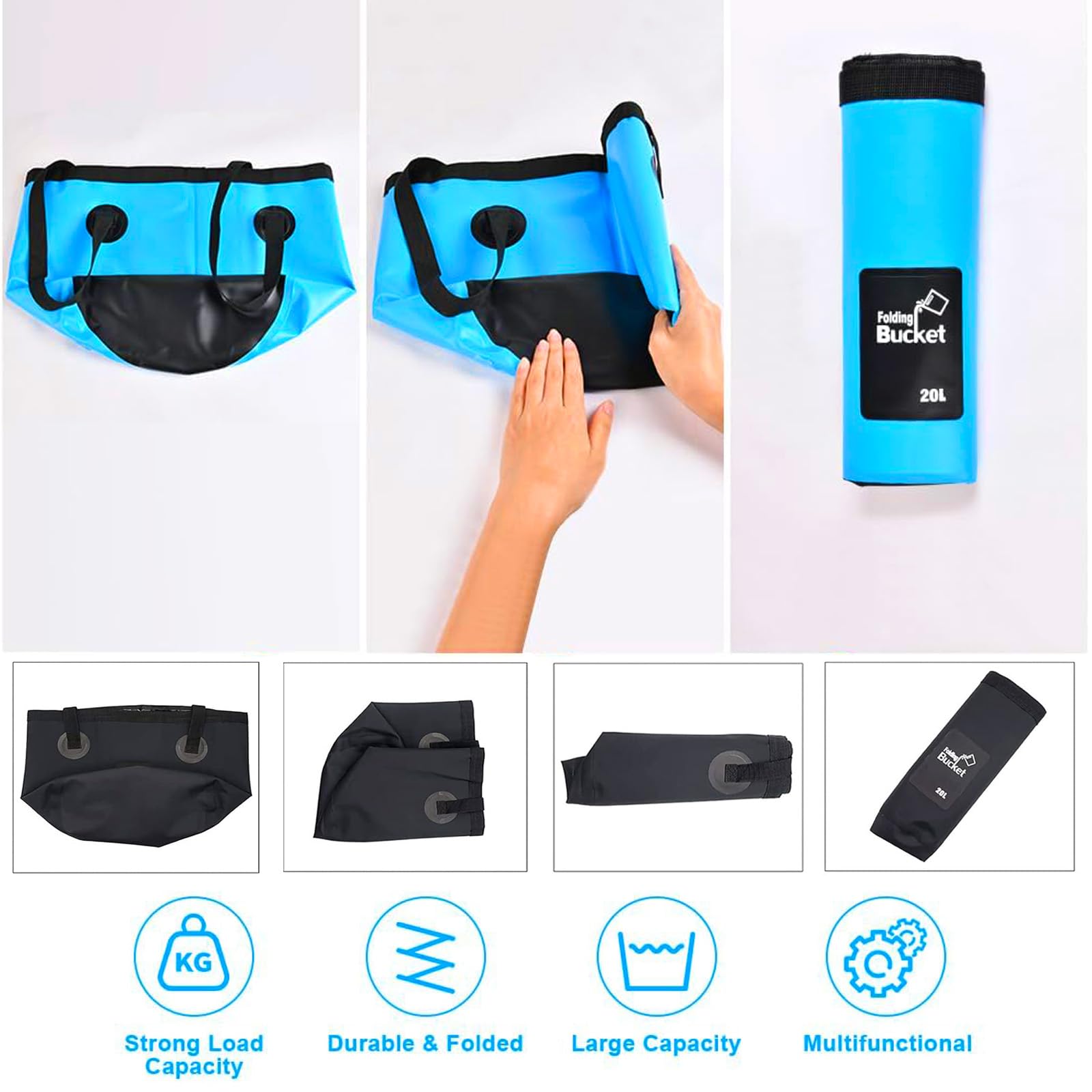 Secchio Pieghevole 10 Litri Blu - Per Casa, Campeggio E Trasporto Con Beccuccio - Foto 2