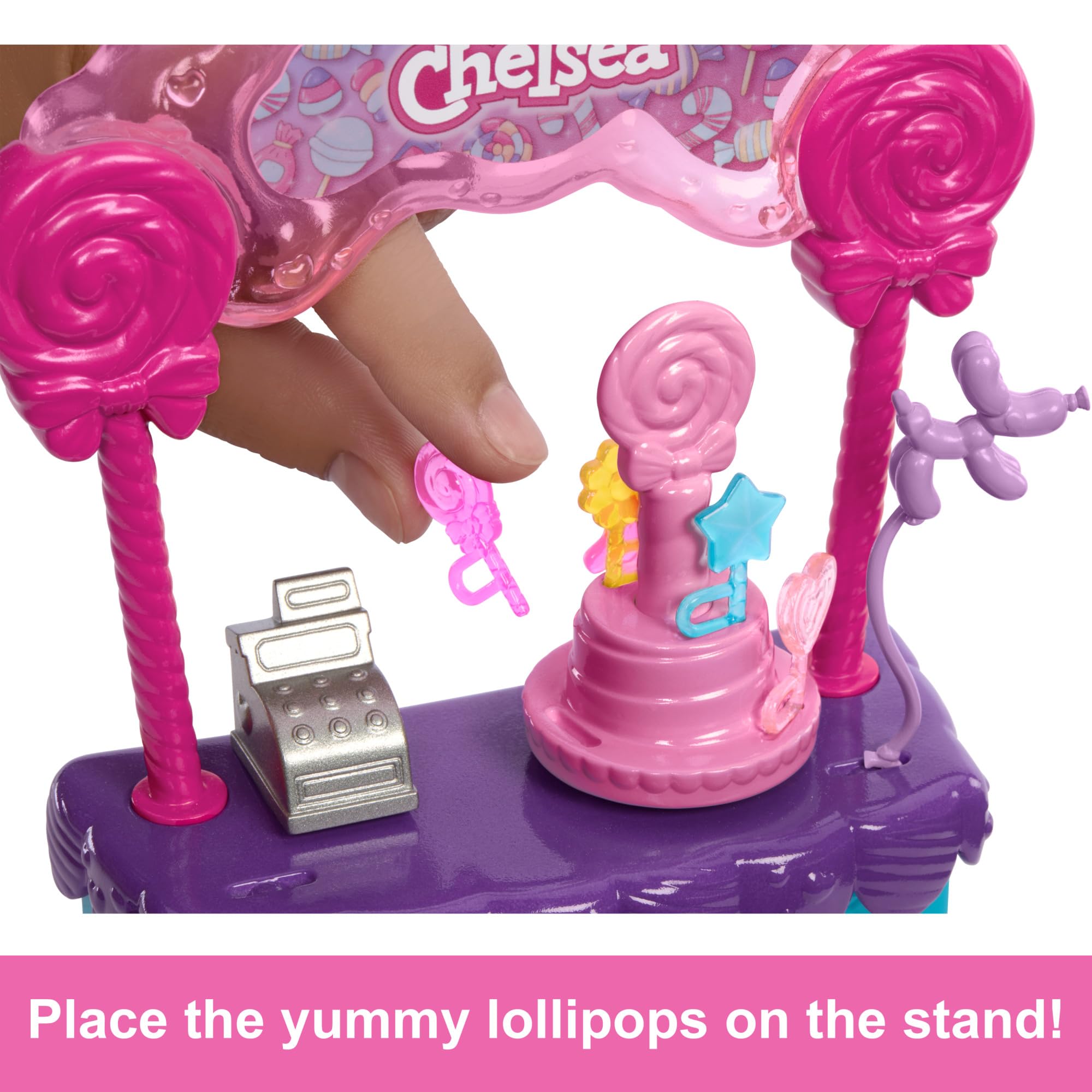 Barbie Chelsea Doll & Lollipop Stand Playset with Accessories, 10-Piece Toy Set from Barbie and Stacie to the Rescue movie, HRM07 - Image 2