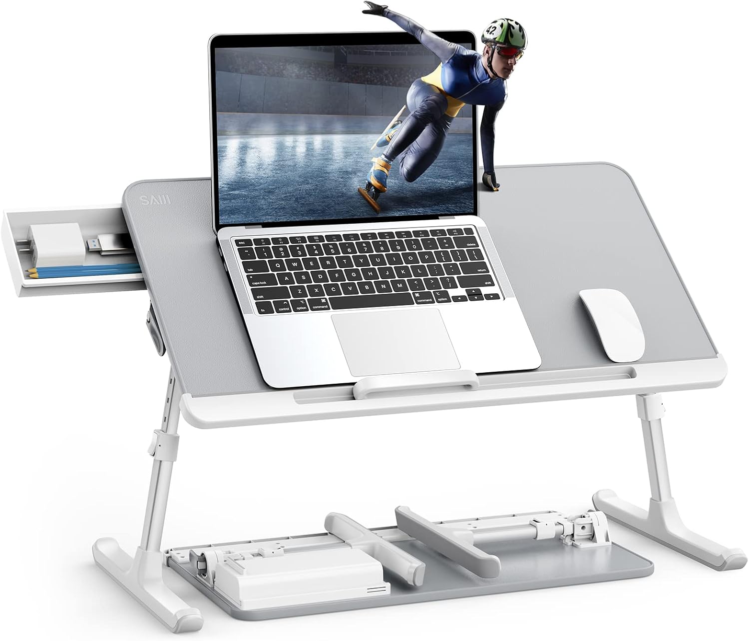 SAIJI Laptop Bed Tray Desk, Portable Table Stand with Storage Drawer ...