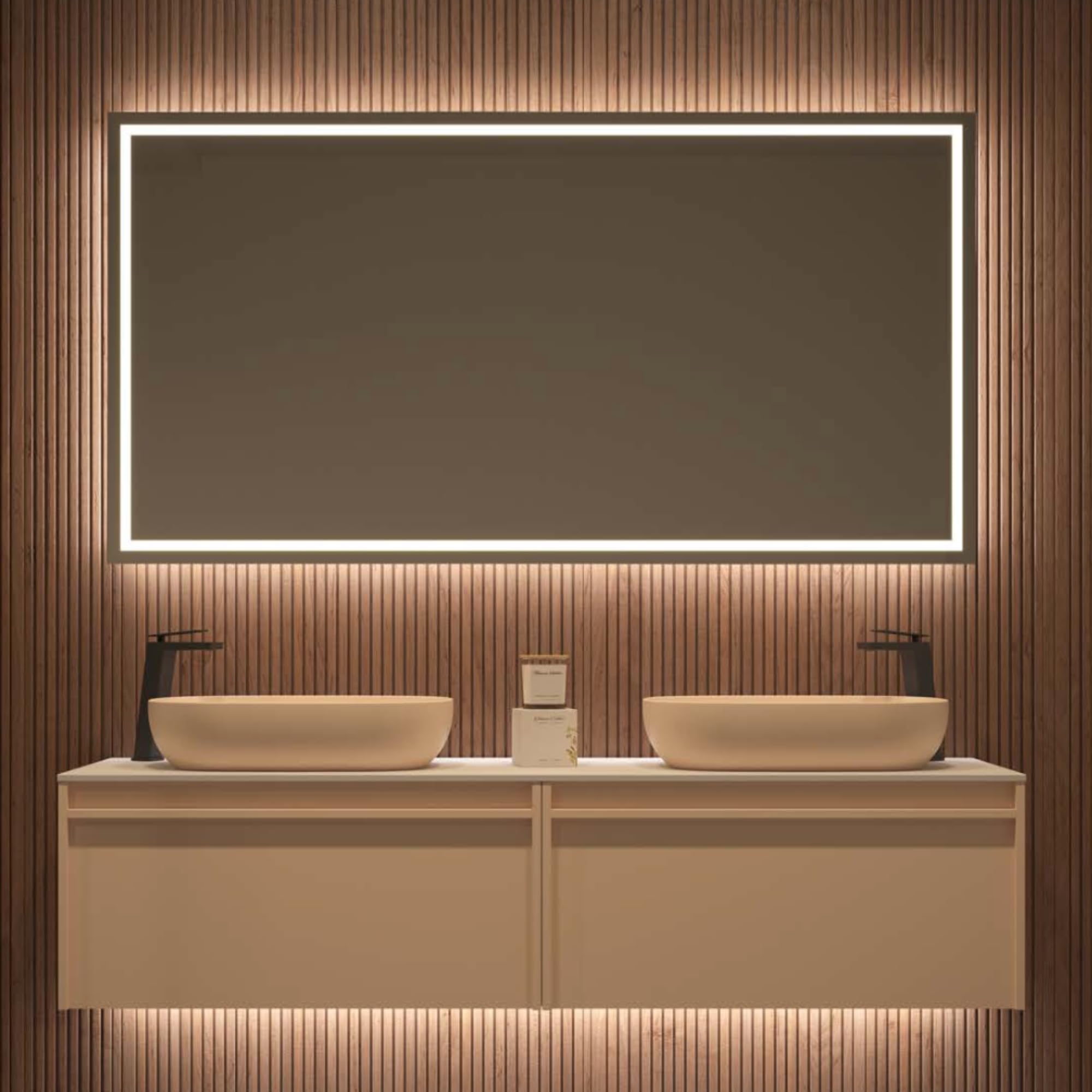 NOLUXA LEDIMEX - Lustro łazienkowe ze światłem | Duże lustro łazienkowe | Lustro LED o mocy 24 W | Kwadratowe lustro ścienne 80x80cm | Seria Francja | Kolor chromu | 3 lata
