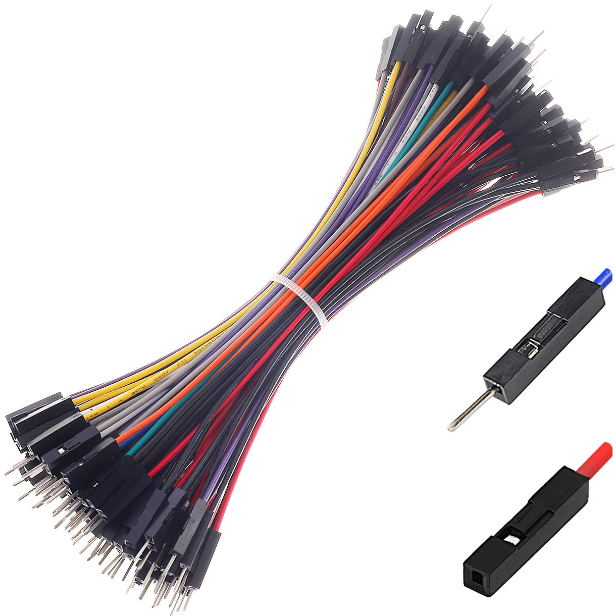 Breadboard Jumper Wires 22AWG, Pack of 120 Pieces Mix Pack More Red and Black Jumpers, Square Head 0.1'' 10 Colors (15CM, MMx40 + MFx40 + FFx40)
