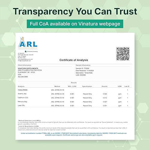 Miniatura 7 de Yerba Mate 1400 mg  Magia Natural Cafeína y Suplementos Energéticos *Hecho y Probado en Estados Unidos* Alta Potencia Mejorada con Taurina y