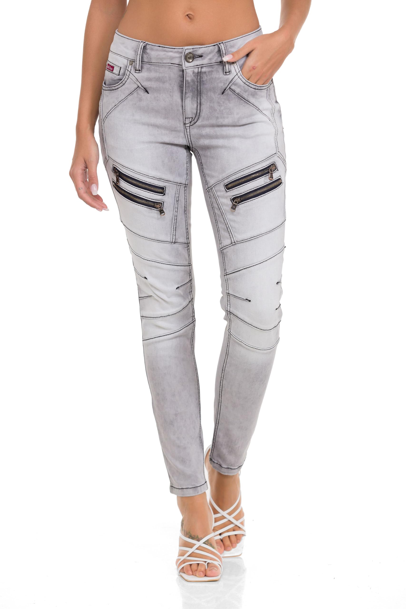 Cipo & Baxx Women's Denim Trousers, 501-grey, 26W x 32L
