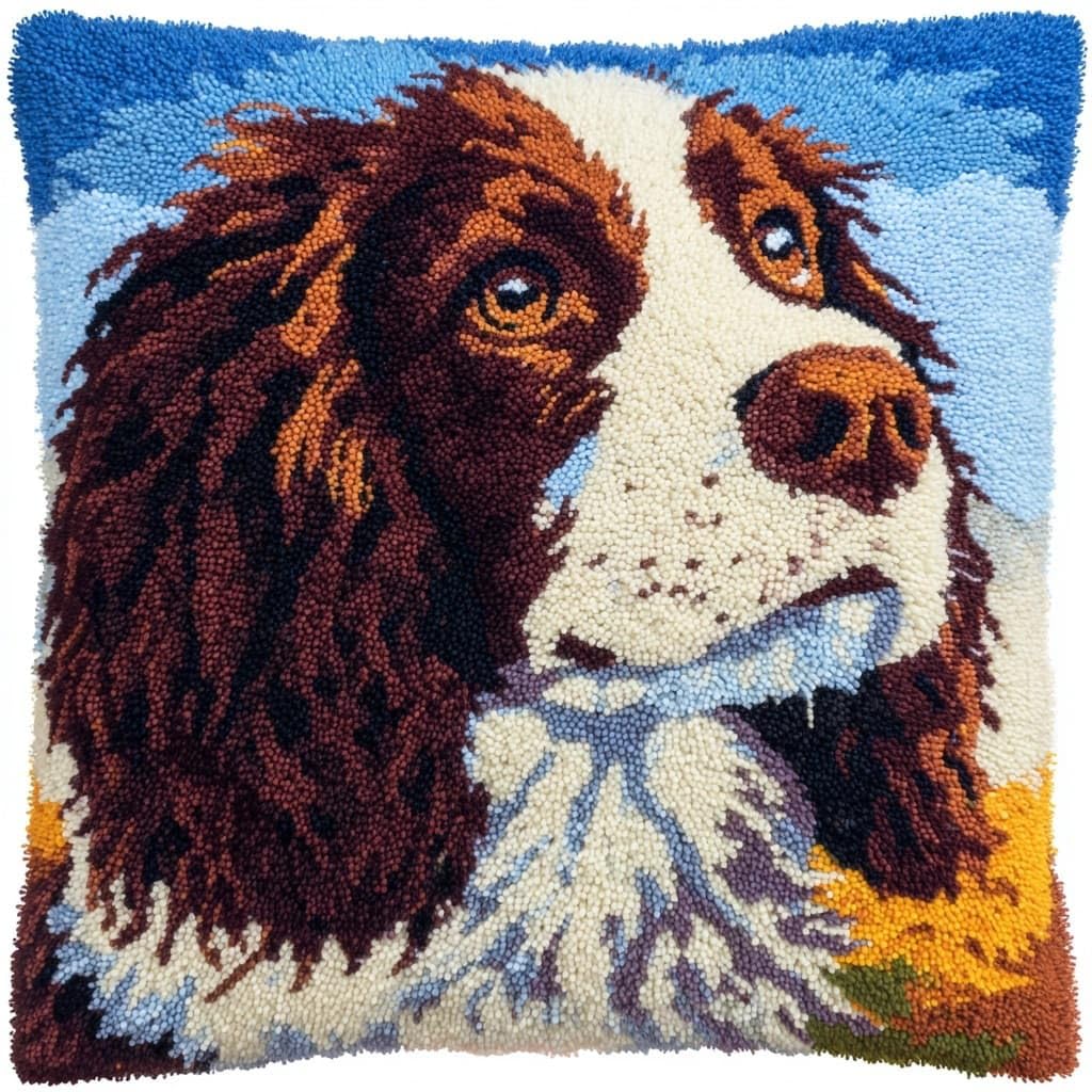 WallustrioaW Latch Hook Cushion Kits,Animal Dog