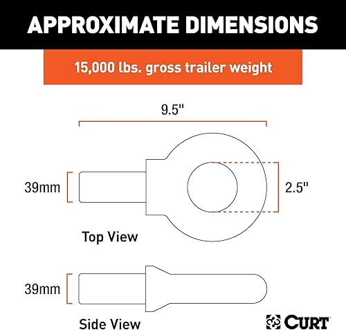 Miniatura 2 de CURT 48520 - Anillo de acero negro con tuerca giratoria de castillo identificación de 2-12 pulgadas 15000 libras