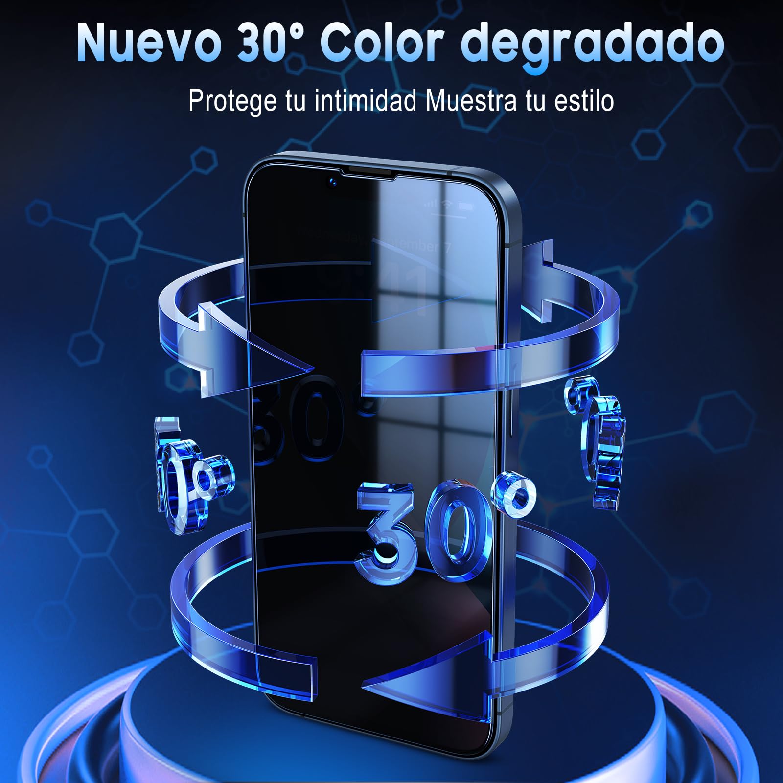 Uyiton Protección visual para iPhone 13/13 Pro para cristal blindado, 2 unidades, dureza 9H, protector de pantalla con plantilla, protección de privacidad de 30°, protección completa antiespía