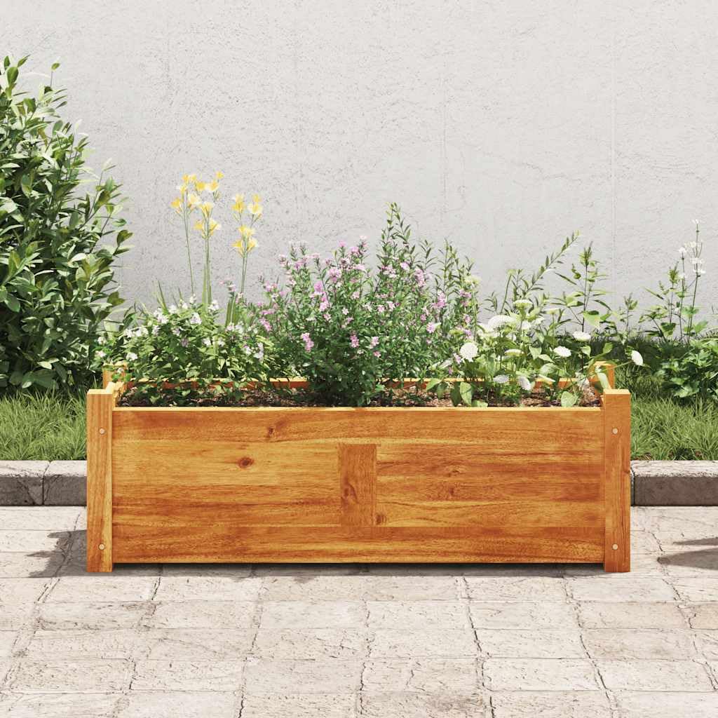 Podwyższona donica ogrodowa z drewna akacjowego olejowana 76x27,6x25 cm duża skrzynia na kwiaty warzywa zioła na balkon taras patio łatwy montaż