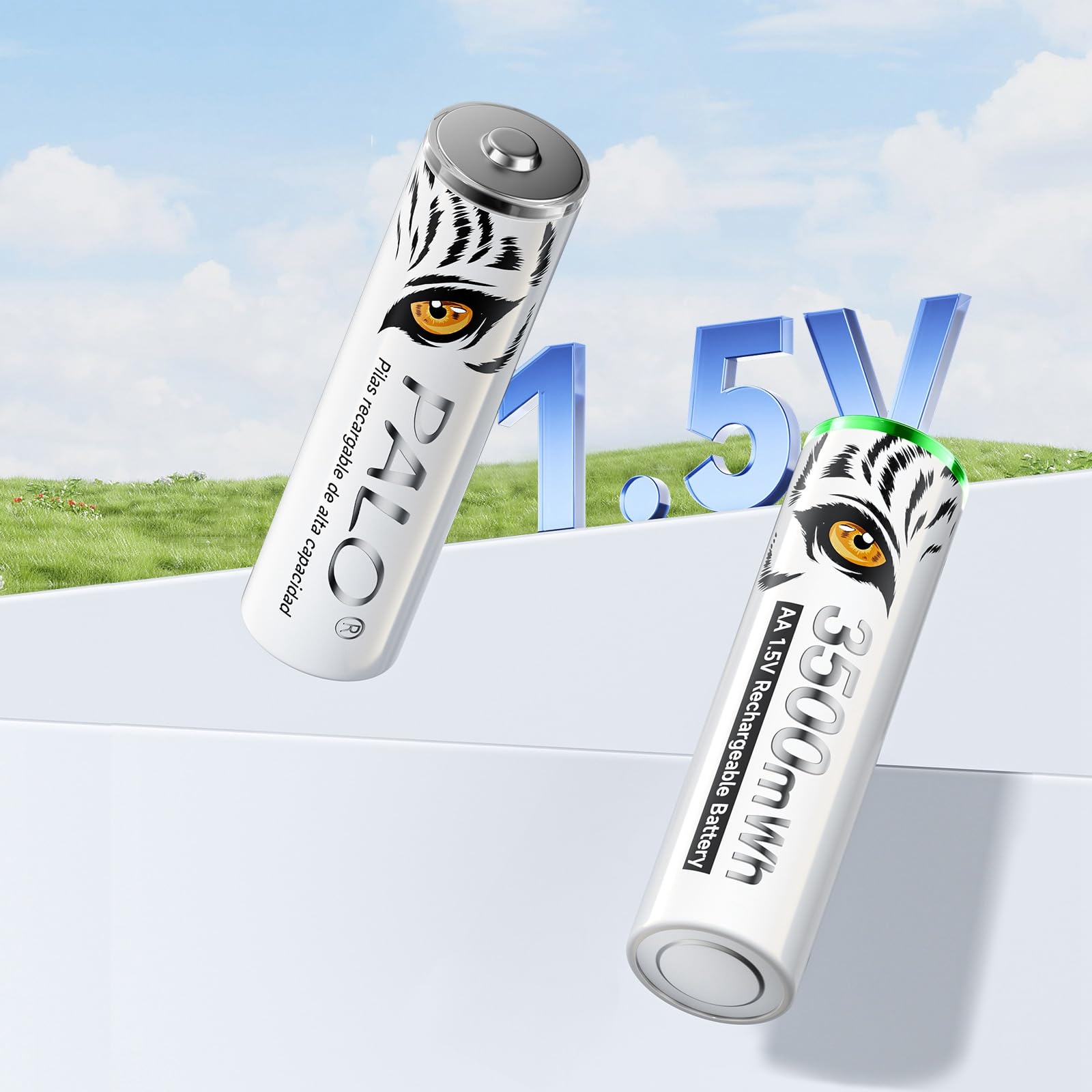 Lot de 12 piles AA 1,5 V au lithium 3500 mWh, rechargeables, impression tigre à charge rapide, faible auto-décharge avec lumière de charge, plus de 1500 cycles, lot de 12 piles avec boîte à