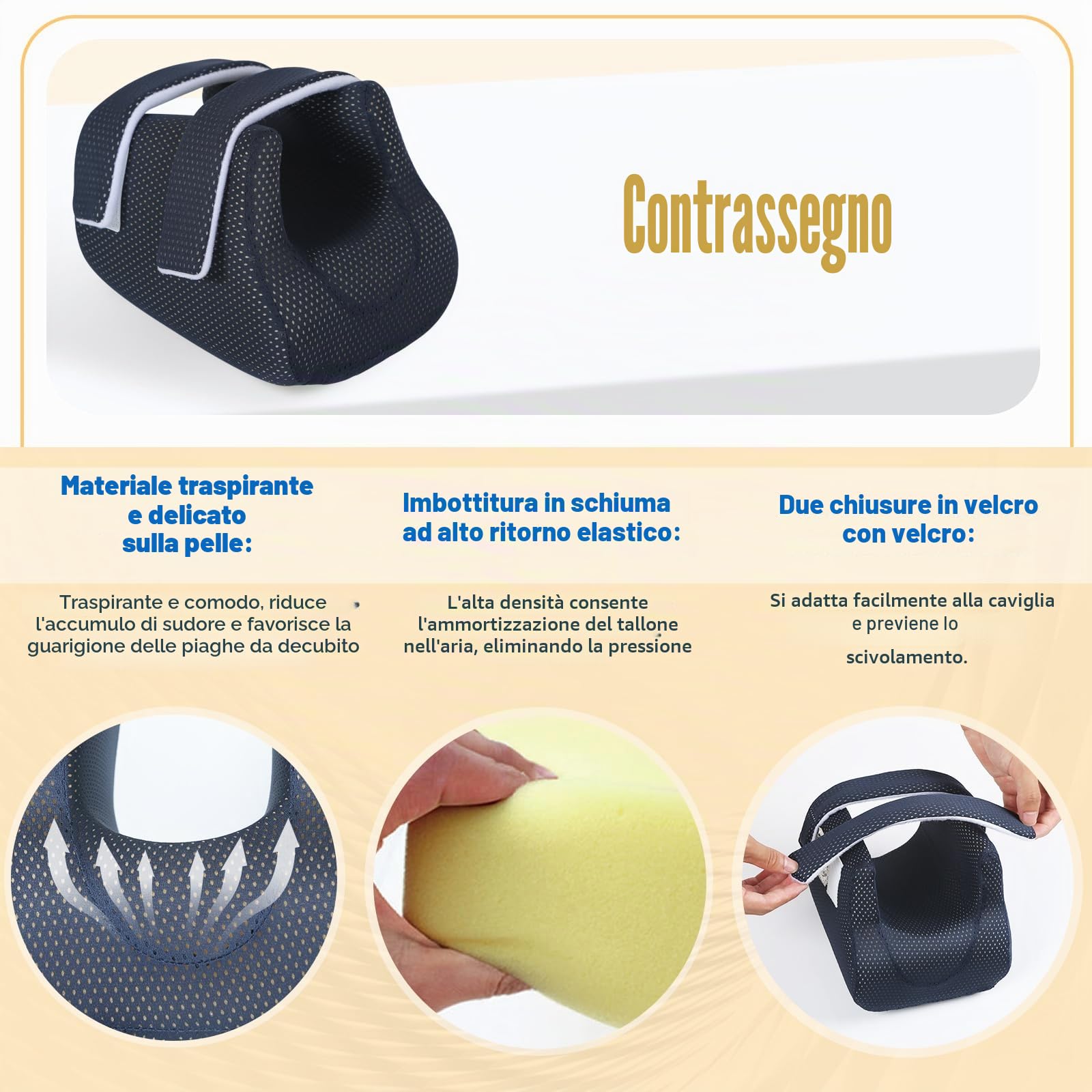Protezione per tallone 3D per piaghe da decubito, cuscino rialzo alla caviglia, cuscino per piaghe da decubito, cuscino per il tallone per alleviare il dolore al tallone, 1 pezzo (confezione