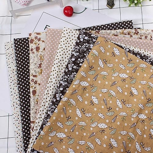 Miniatura 3 de 7 piezas de telas de algodón de 19.7 x 19.7 in, diseño de lunares florales surtidos, paquete de trimestres precortados, edredón de algodón, tela de