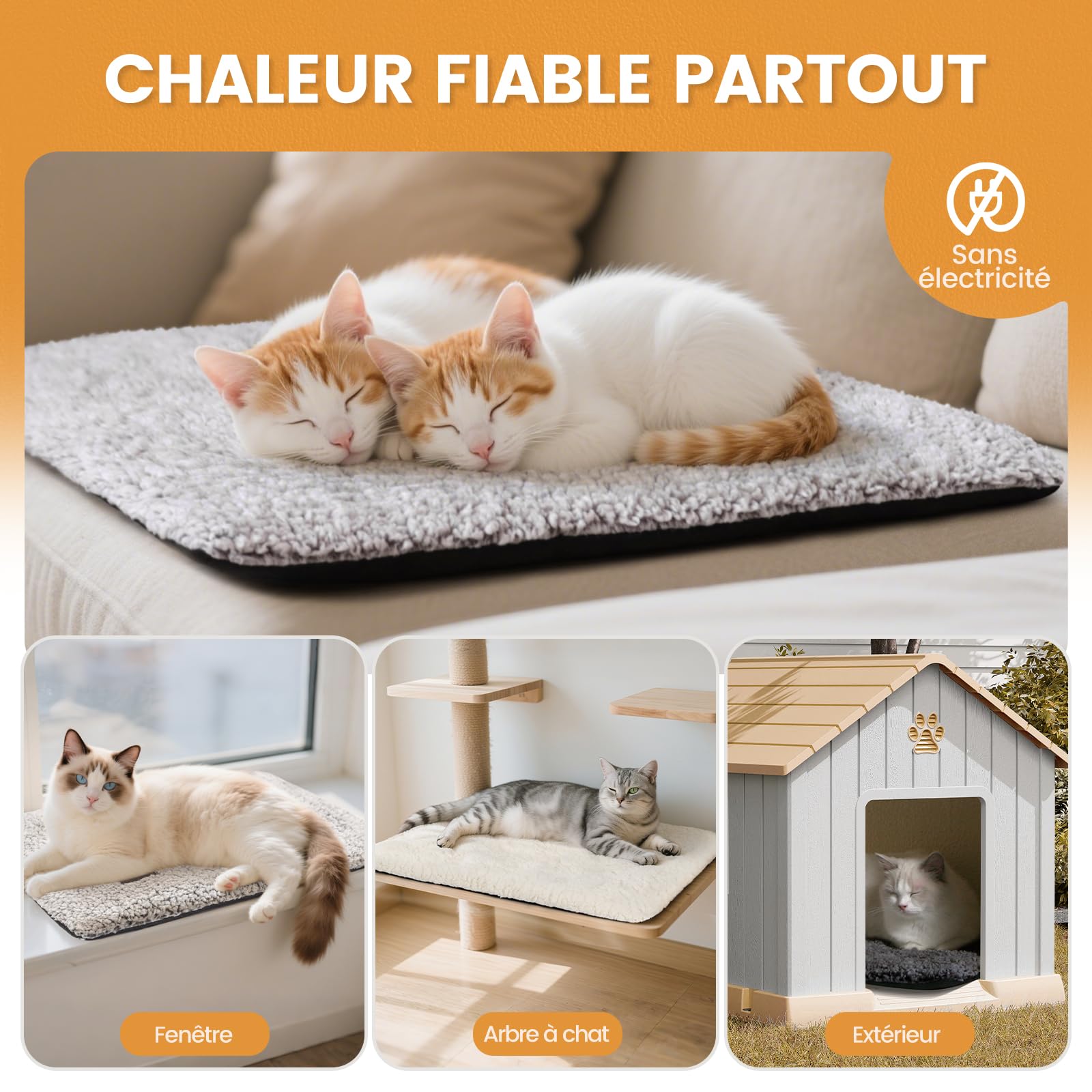 Mora Pets Tapis Chauffant pour Chat Coussin Auto Chauffant Couverture sans électricité - Panier Doux et sécurisé pour Votre Animal - Tapis Thermique pour Chat Lavable - 61 x 46 cm