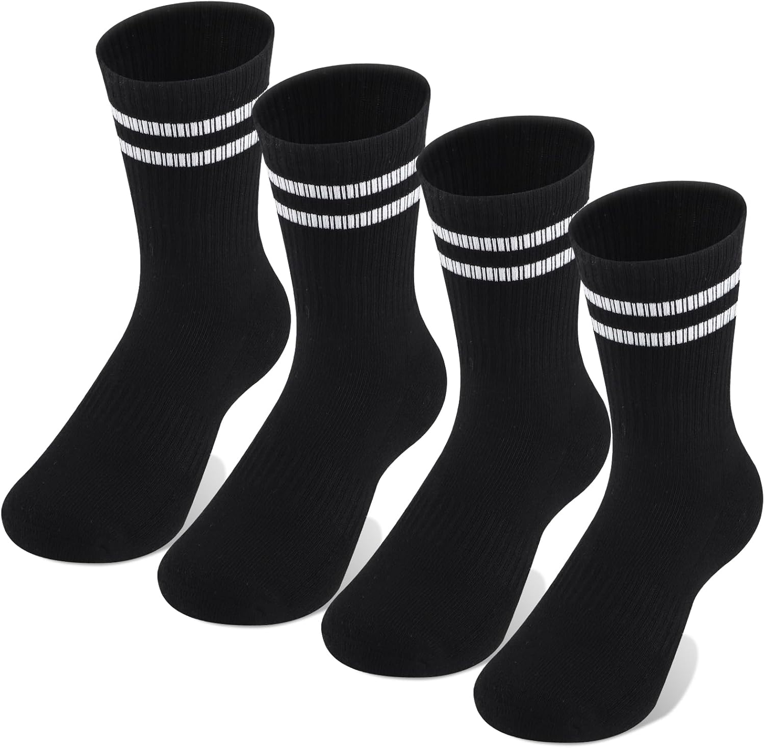AWAYTR Kids Boys Crew Socks - 4 Pack Ribbed Towel Bottom Hiking Dress Girls Black White Grey Sports Long Socks
