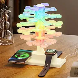 Biupky Luminária de mesa moderna, lâmpada de mesa recarregável sem fio em espiral, lâmpada de cabeceira LED com carregamento sem fio, luminária de mesa de cabeceira com controle de toque RGB para sala