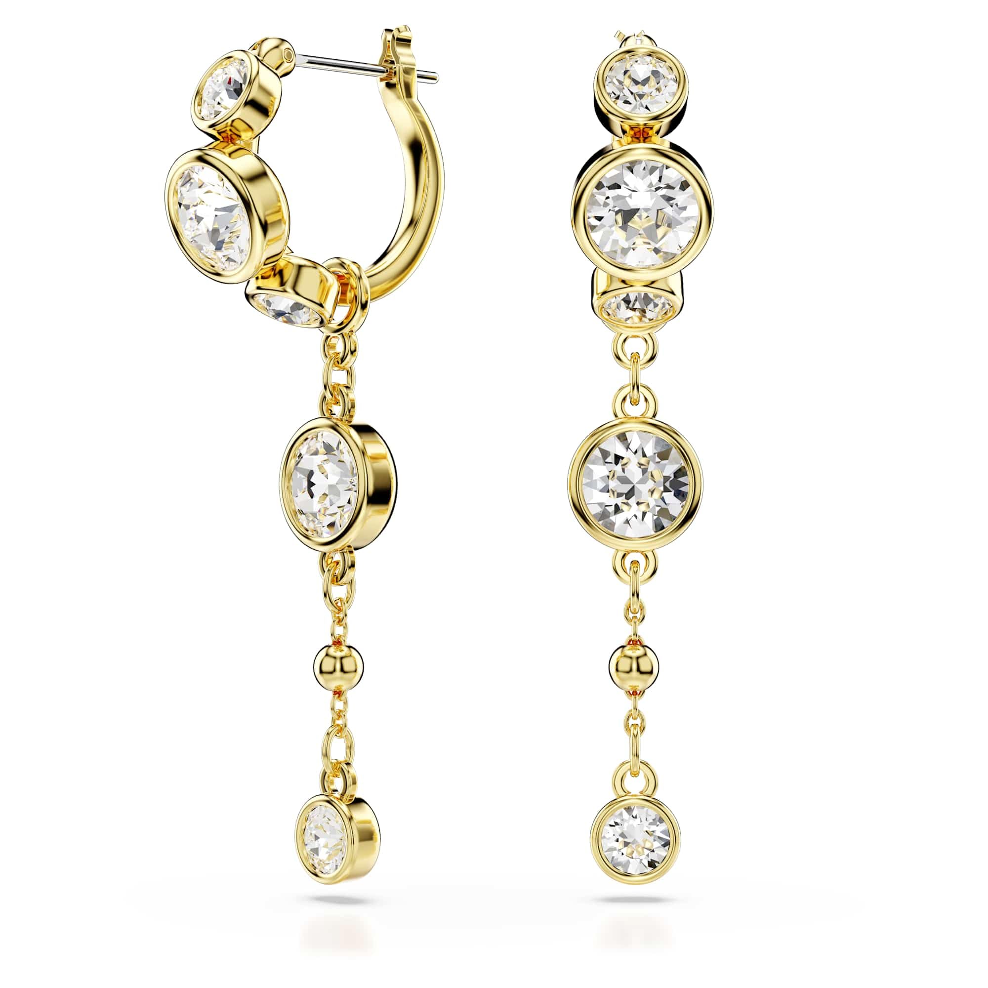 Swarovski Women's Gold Imber Tone Plated Round Cut Crystal Dropper Earrings 5680097