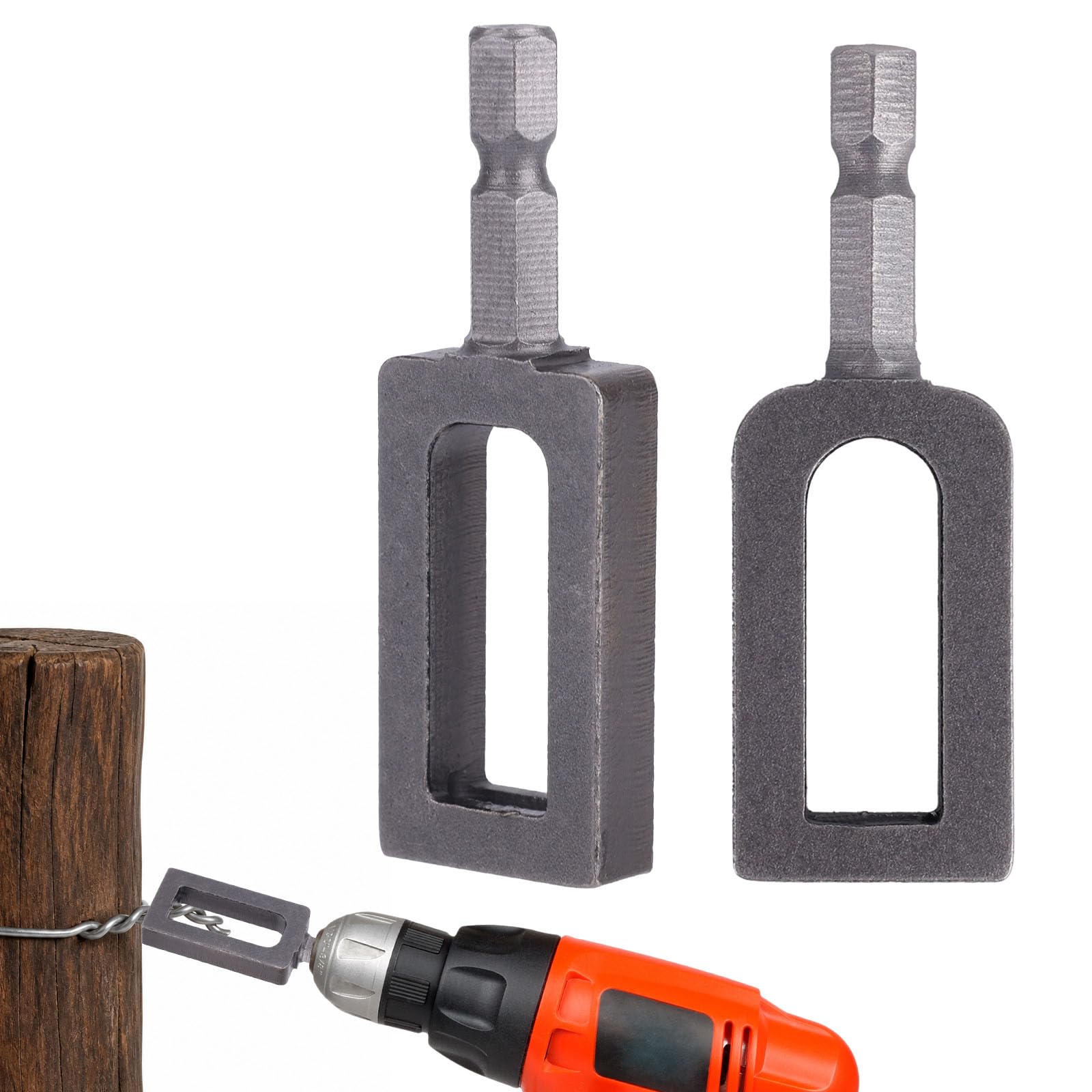 2pcs Wire Twister Tool for Drill, Multifunctional Iron Wire Twister Carbon Steel Winding Tool Universal Drill Attachment for Construction and Fence (#9 + #11)