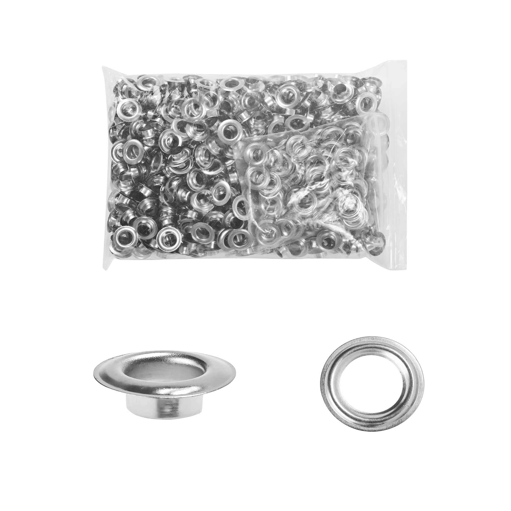 KING PIECES 500pcs Grommets 1/4 Inch (6mm) Washers and Grommets Kit for Grommet Tool, Banner & Posters Metal Grommets Eyelets for Fabric Clothes
