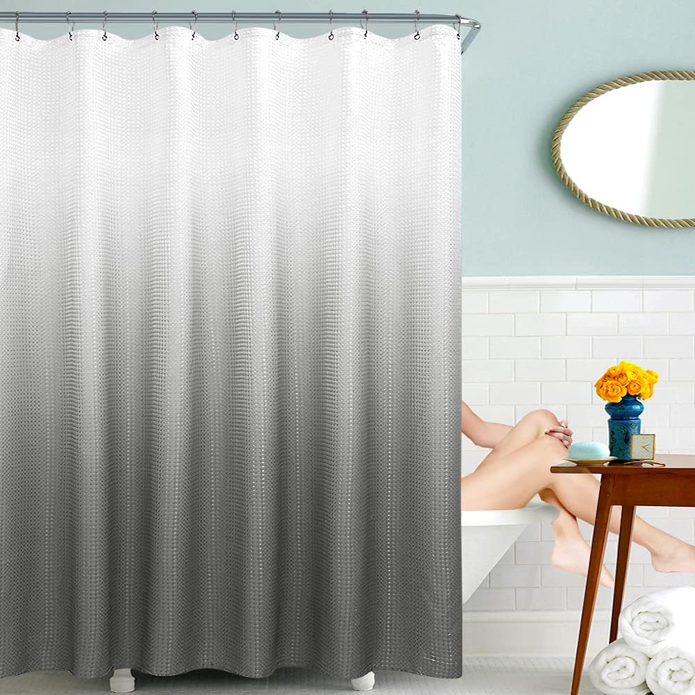 Grey Shower Curtains for Bathroom, Polyester Ombre Shower Curtains for Bathroom, Waterproof Shower Curtain Liner with 12 Hooks,Machine Washable(72 x 72 inch,Grey) - Image 3