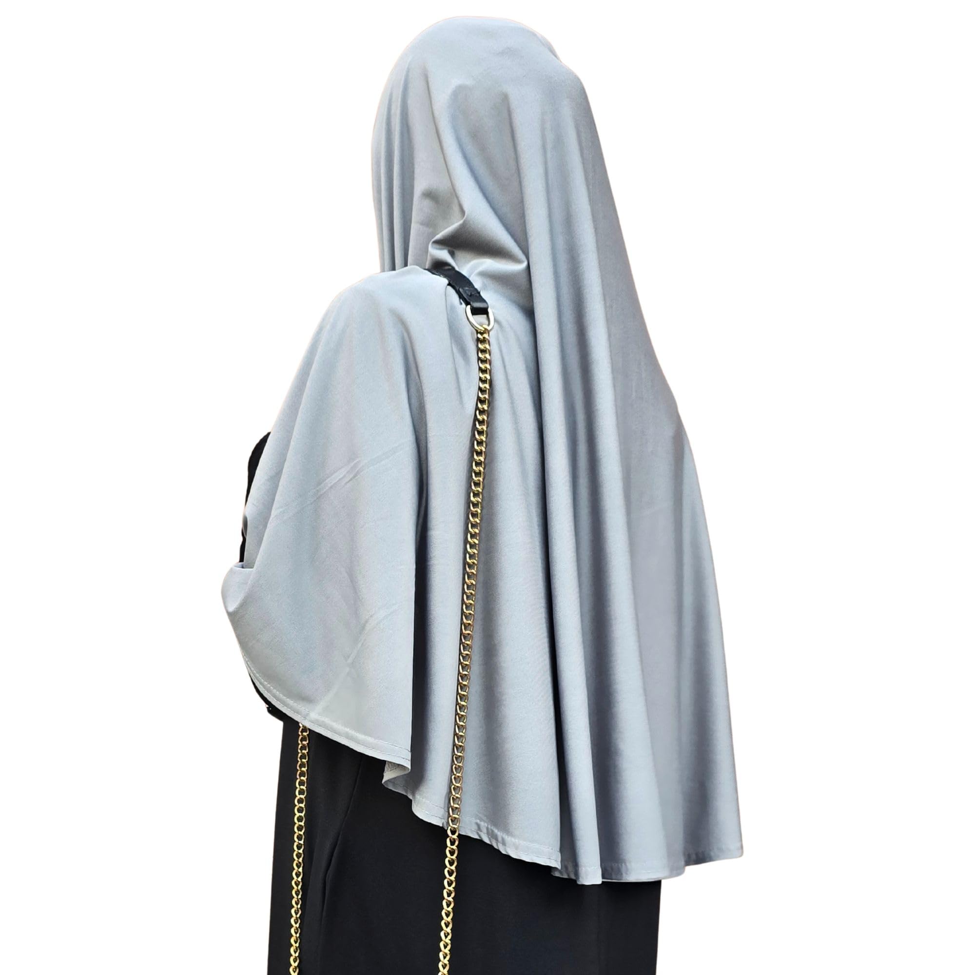 Women´s XL one piece instant Hijab with chin cover al Amira Instant Hijab Ready to Wear Soft Head Wrap Muslim Head Scarf Pull on Headwear (Light Grey)