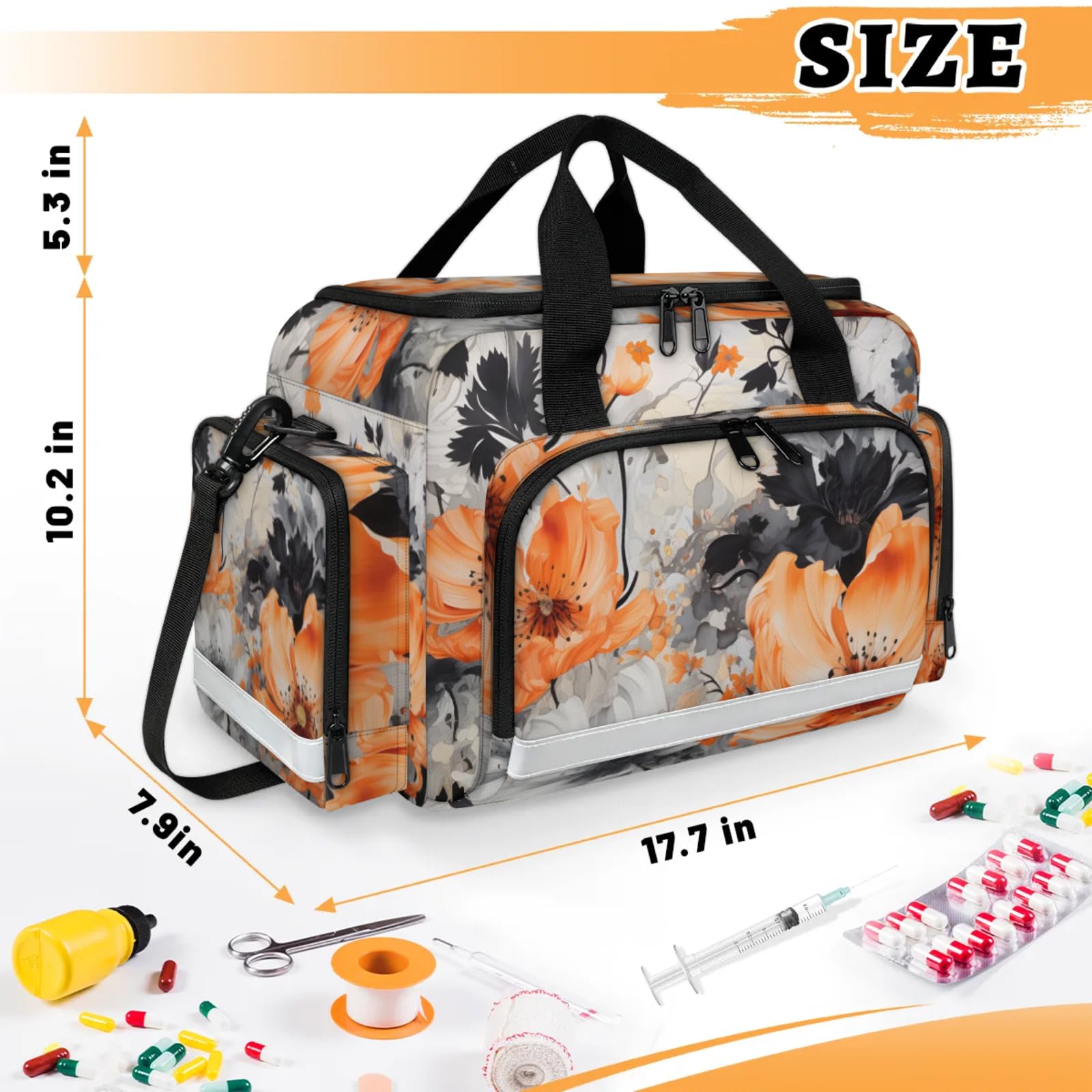 GzLeyigou First Aid Bags Empty, Oil Painting Florals Emergency Bag First Aid Kit Multiple Compartment Kit Carrier On Call Trauma Bag For Paramedics Emergency Medical Supplies Kit
