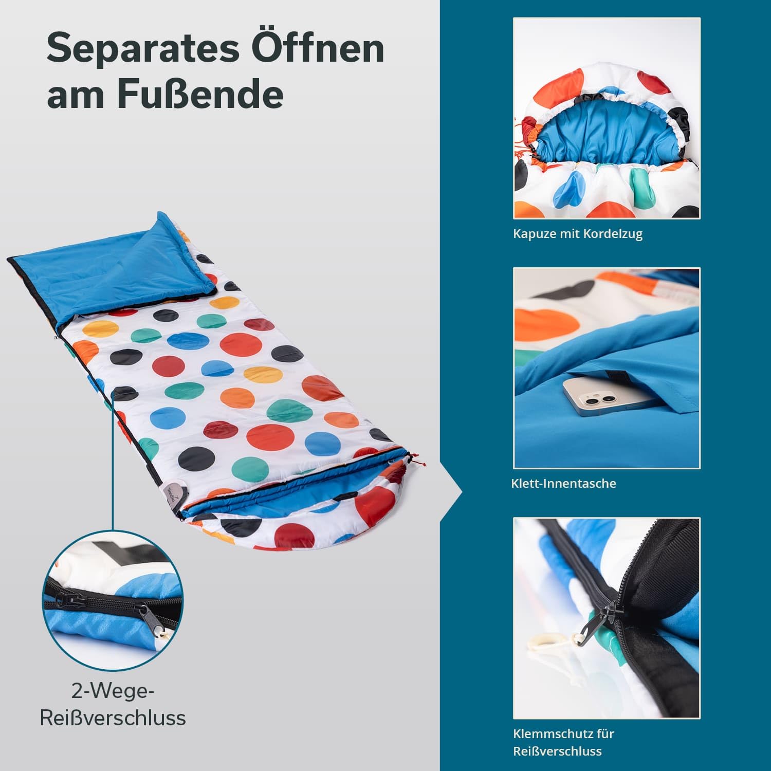 Skandika Sac de Couchage Sovro | Sac de Couchage rectangulaire pour Adultes, 3 Saisons, utilisable comme Sac de Couchage Double, Sacs de Couchage de Camping avec Oreiller