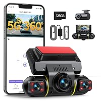LAMTTO Dash Cam Auto 360 Gradi Dashcam Controllo APP WiFi 5G 4 Canali Telecamera per