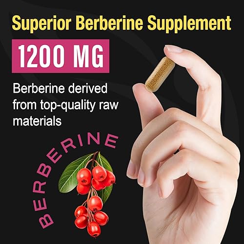 Miniatura 5 de Suplemento de berberina de 1200 mg Berberina HCL - Complejo de microperlas de alta biodisponibilidad - Activador AMPK para apoyar la salud
