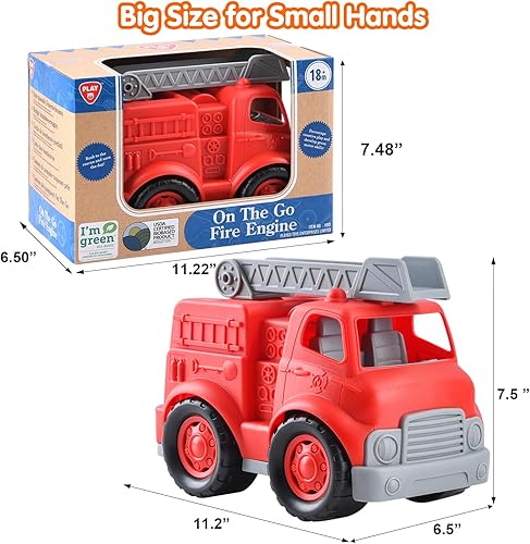 Miniatura 6 de Play Camión de bomberos de juguetes ecológicos, producto certificado por USDA, I'm Green basado en BIO, verificado por ASTM D6866, habilidades