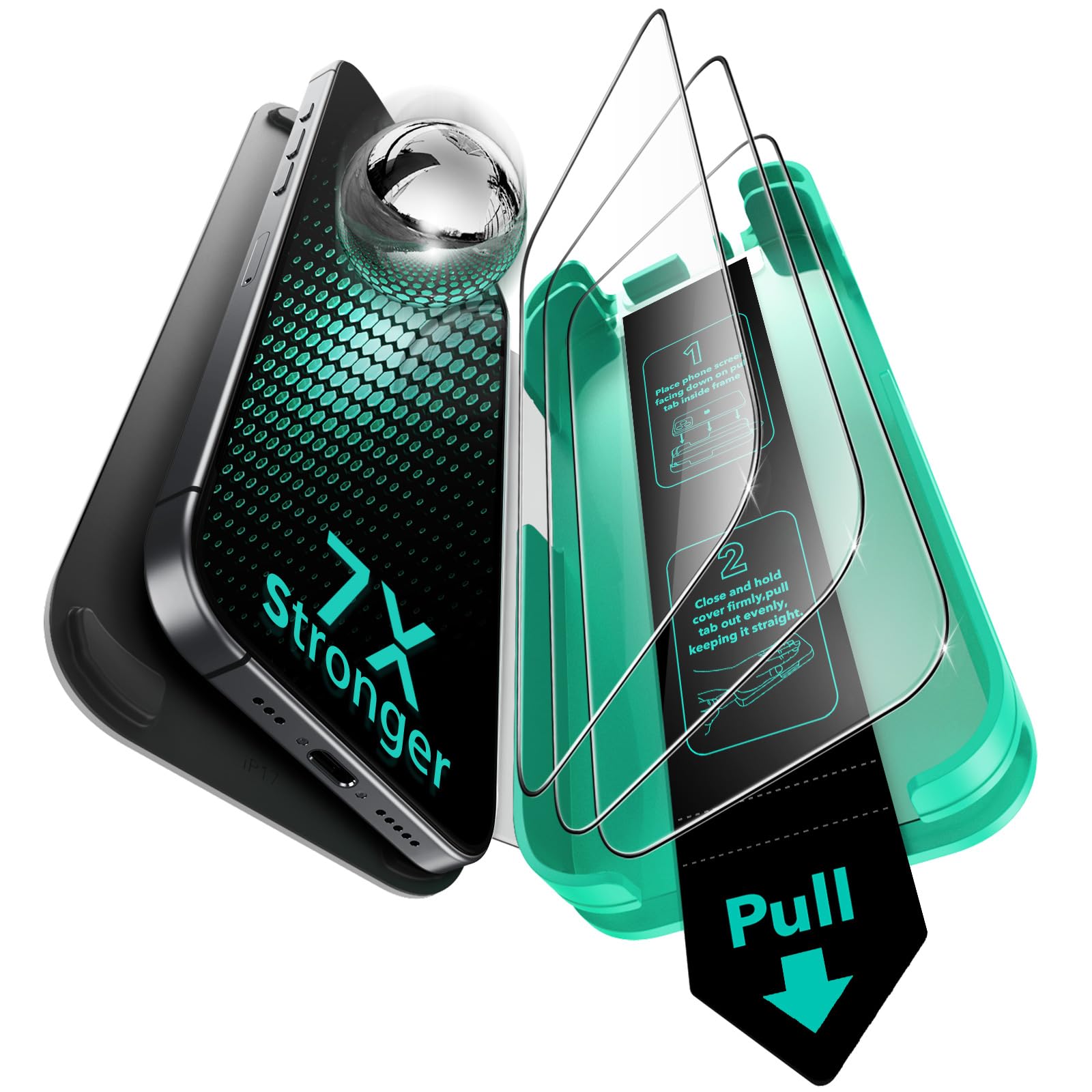 ESR 3 Pack Armorite Screen Protector for Phone 2024 Pro, Black Edge Tempered Glass Film with Perfect Fit TrayClimeCo Certified