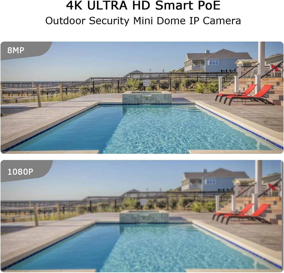 8MP IP PoE Metal Dome Camera 98ft IR Color NightVision Security Outdoor 2.8mm IMX415 Sensor, Two Way Talk,Human/Vehicle Detect,MicroSD Slot,107° Diagonal 4K@20fps,NVR onvif Compatible