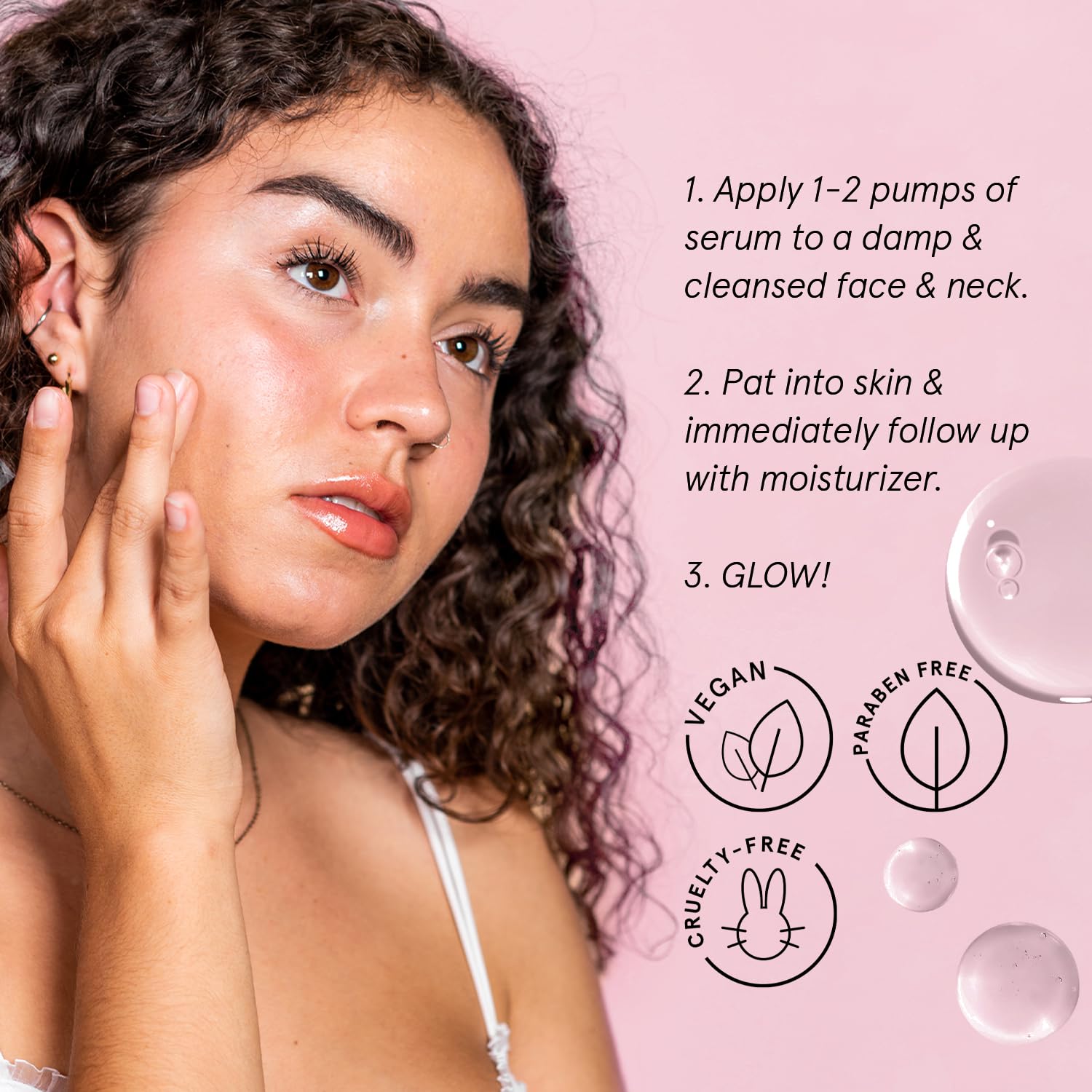 grace & stella Suero de ácido hialurónico para la cara, suero facial hidratante para mujeres, suero antiarrugas para líneas finas, suero hidratante vegano sin parabenos (30 ml)