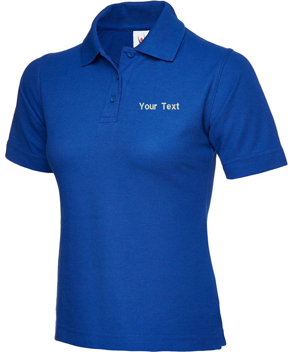 Swagwear Women's Royal Blue Embroidered Your Text Logo Personalised Polo 17 Colours (Xs-4Xl) 106