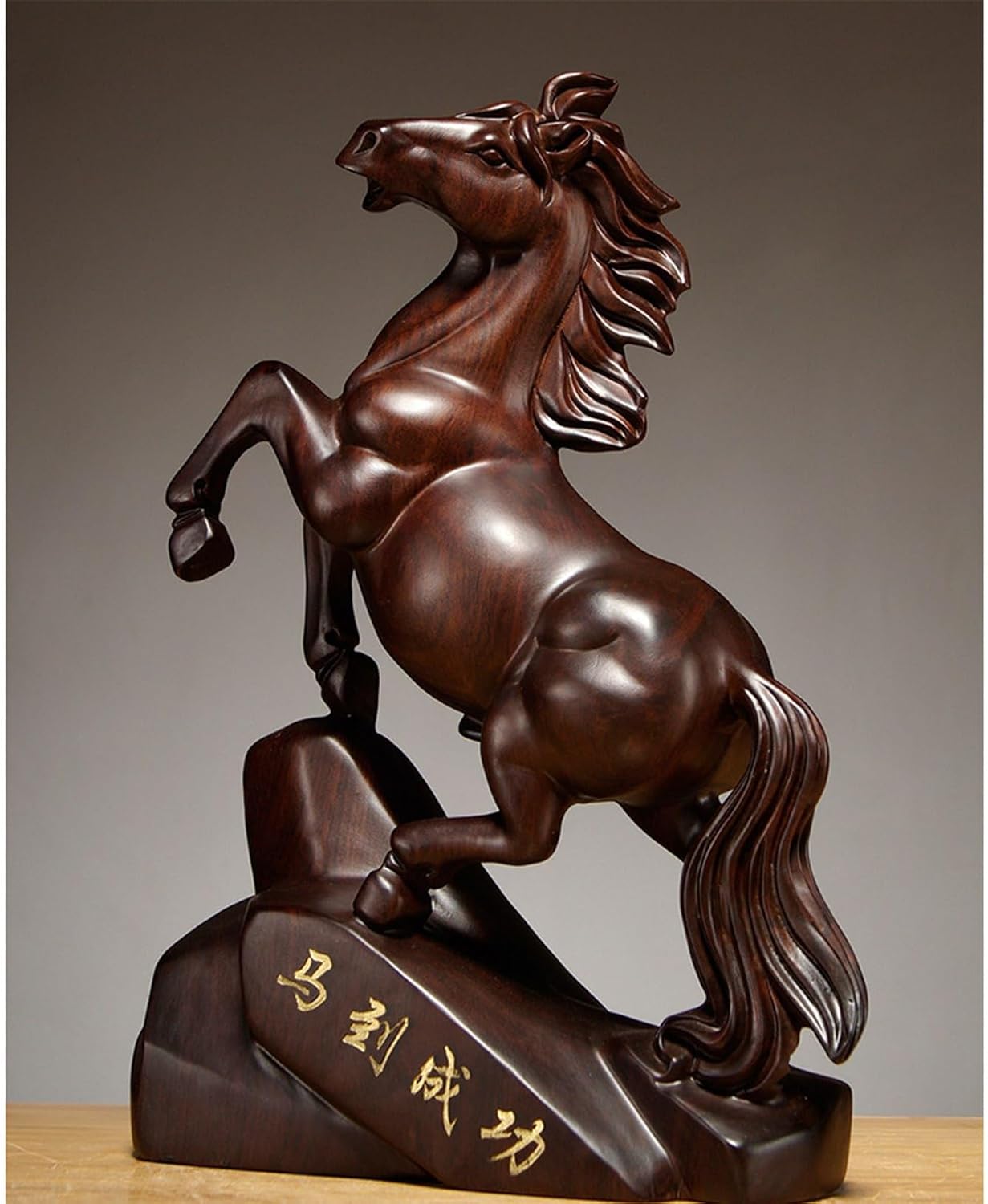 干支 馬の彫像 馬置物 オブジェ置物 黒檀木 風水グッズ 風水馬 風水置物