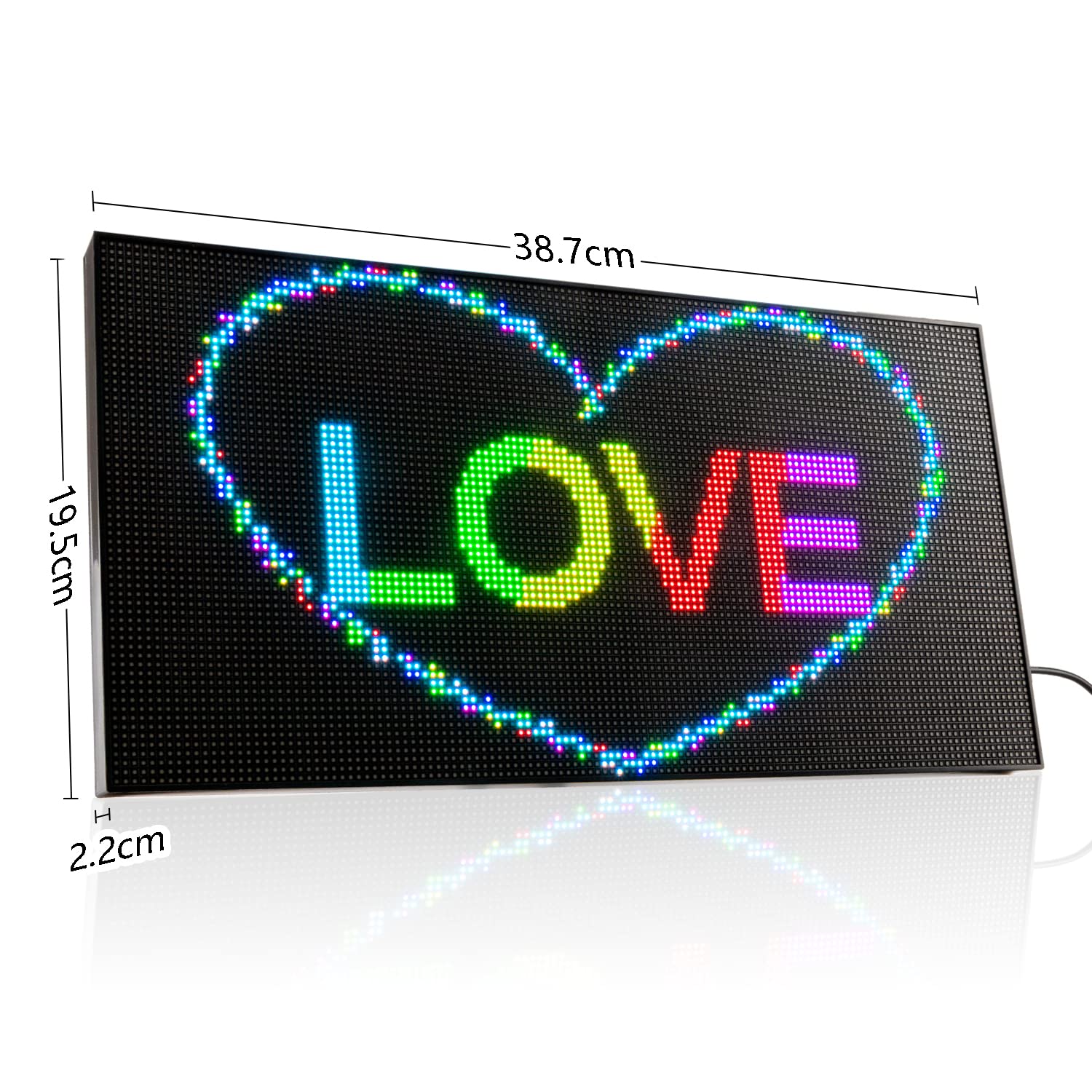 Leadleds Cartello LED 38,7 x 19,6 cm, programmabile via Smart App LED tabellone display personalizzato per bar ristorante pub store ufficio caffetteria festival celebrazione decorazione feste