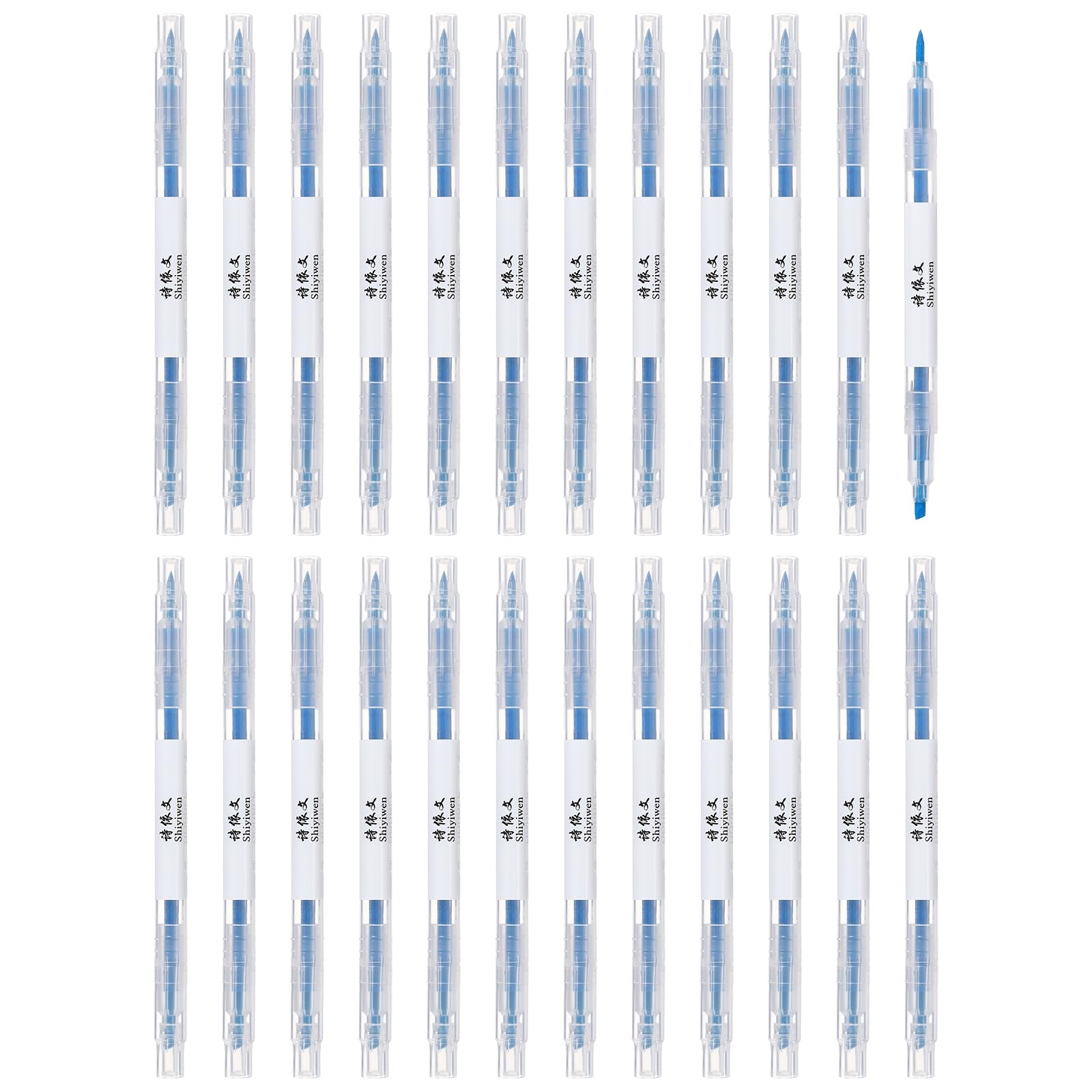 PATIKIL Highlighter Pen, 24 Pack Double Ended Highlighter Broad and Fine Tips Marker Pens Studying Supplies for Office Home Daily Use, Blue