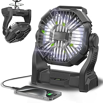 CONBOLA Portable Fan Rechargeable, 20400mAh Cordless Battery Powered Fan with LED Lantern, USB C Battery Operated for Travel Bedroom Home Camping Tent Office Beach Desk Fishing Table